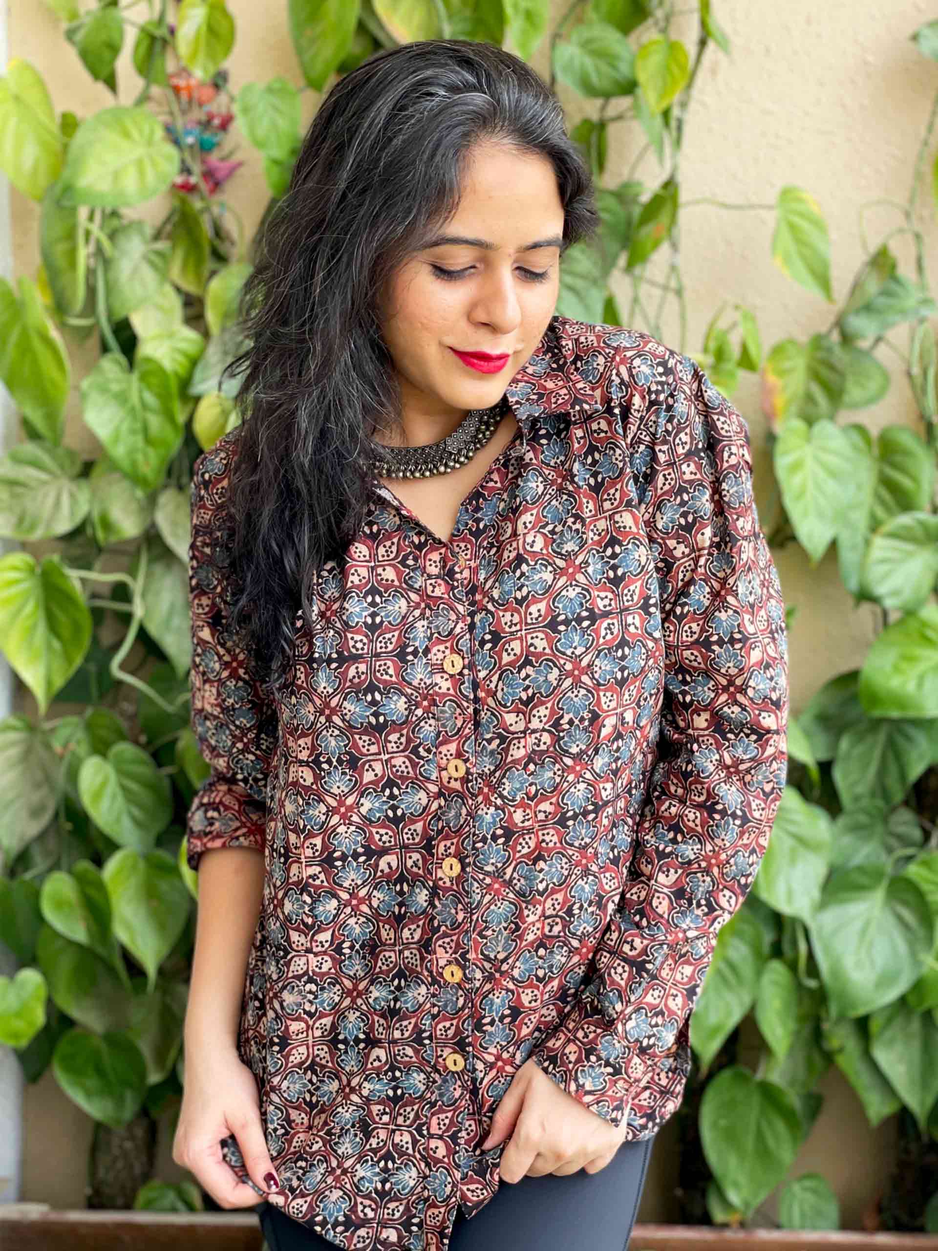 Block Printed Shirt For 2024 Women