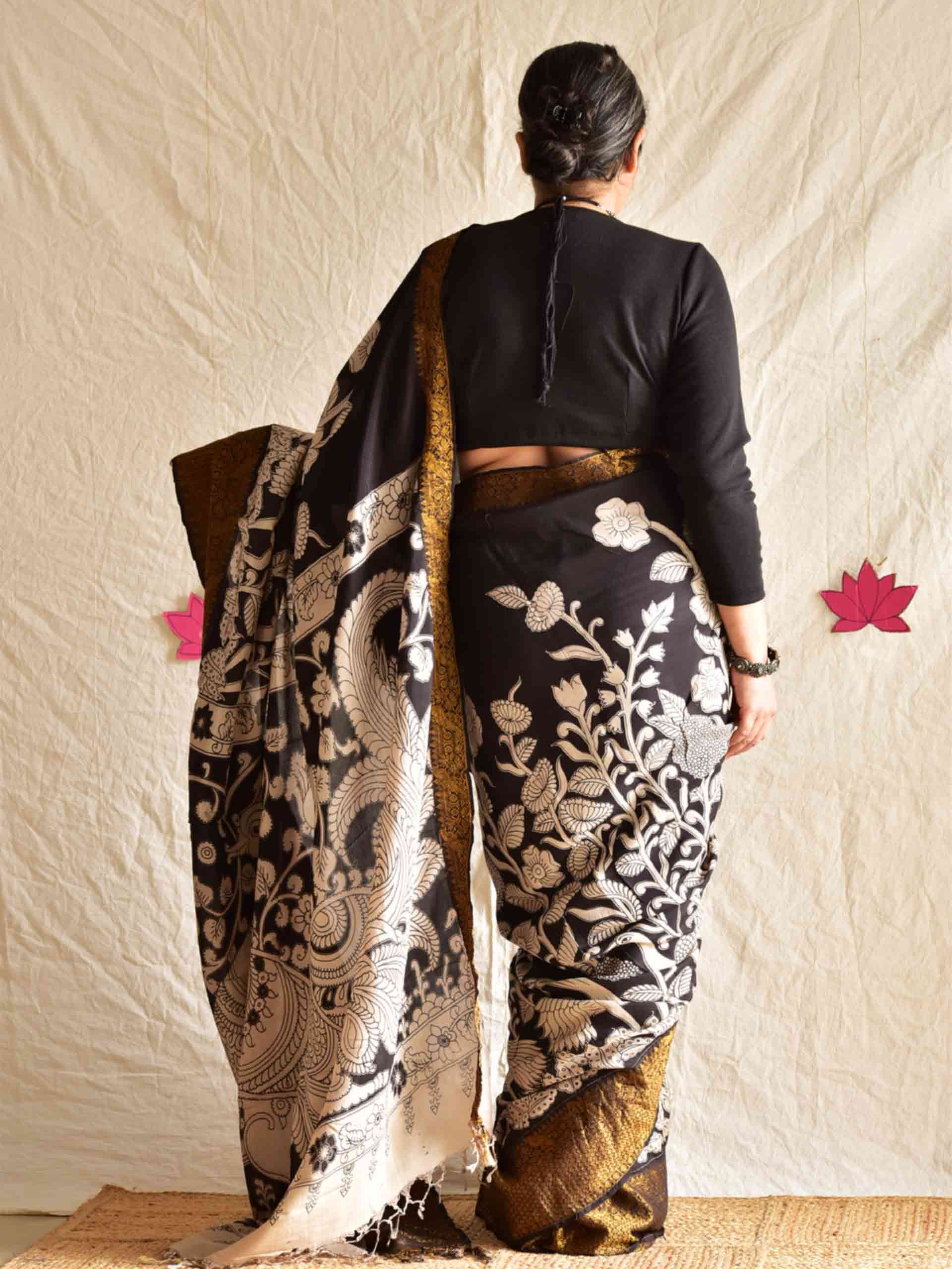 Shafaq - kalamkari printed Bangalore Silk zari saree