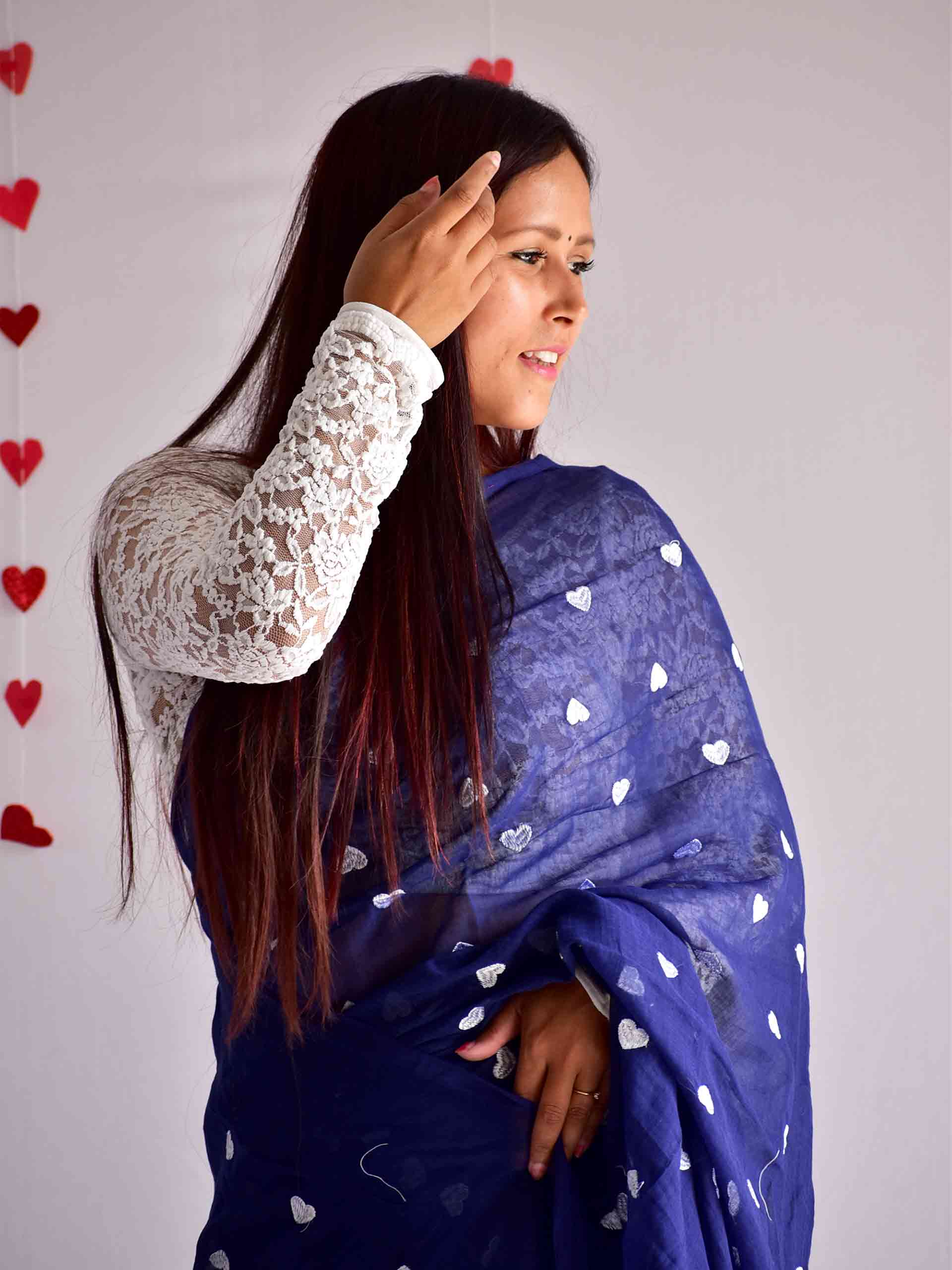 Blue Party Wear Saree for unmarried girl - Designerkloth