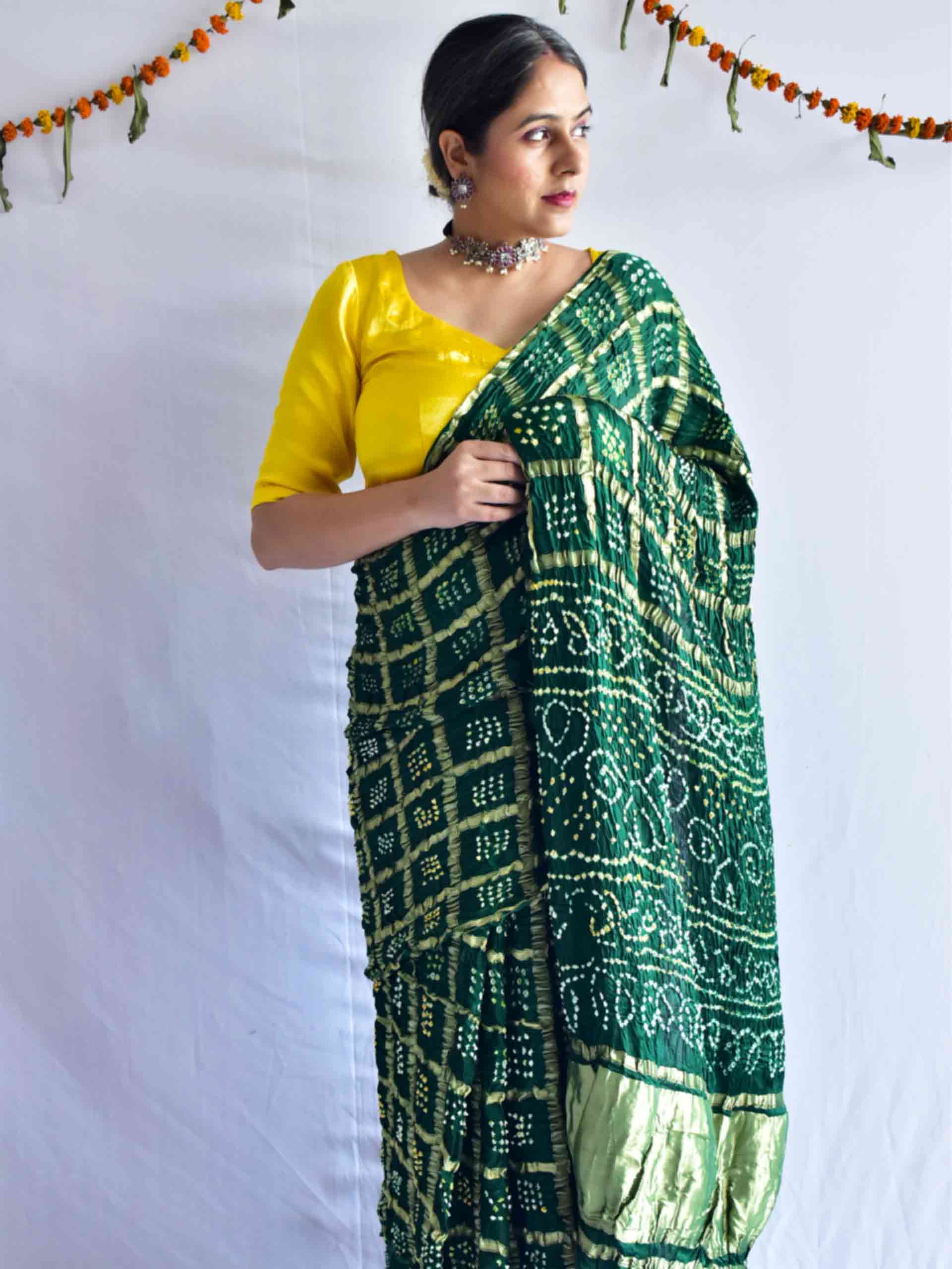 Gaji Silk Bandhani Saree Gajji Silk Saree Online Munga Silk Saree