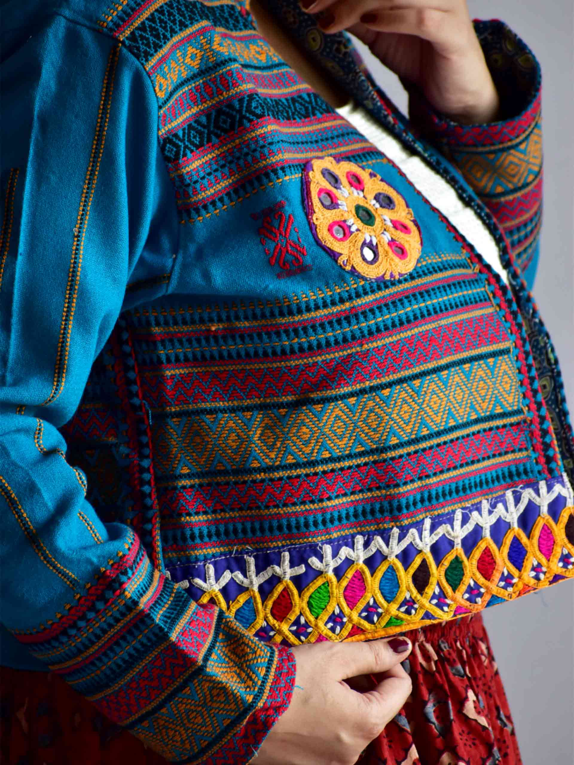 nach - hand embroidered patchwork Reversible jacket