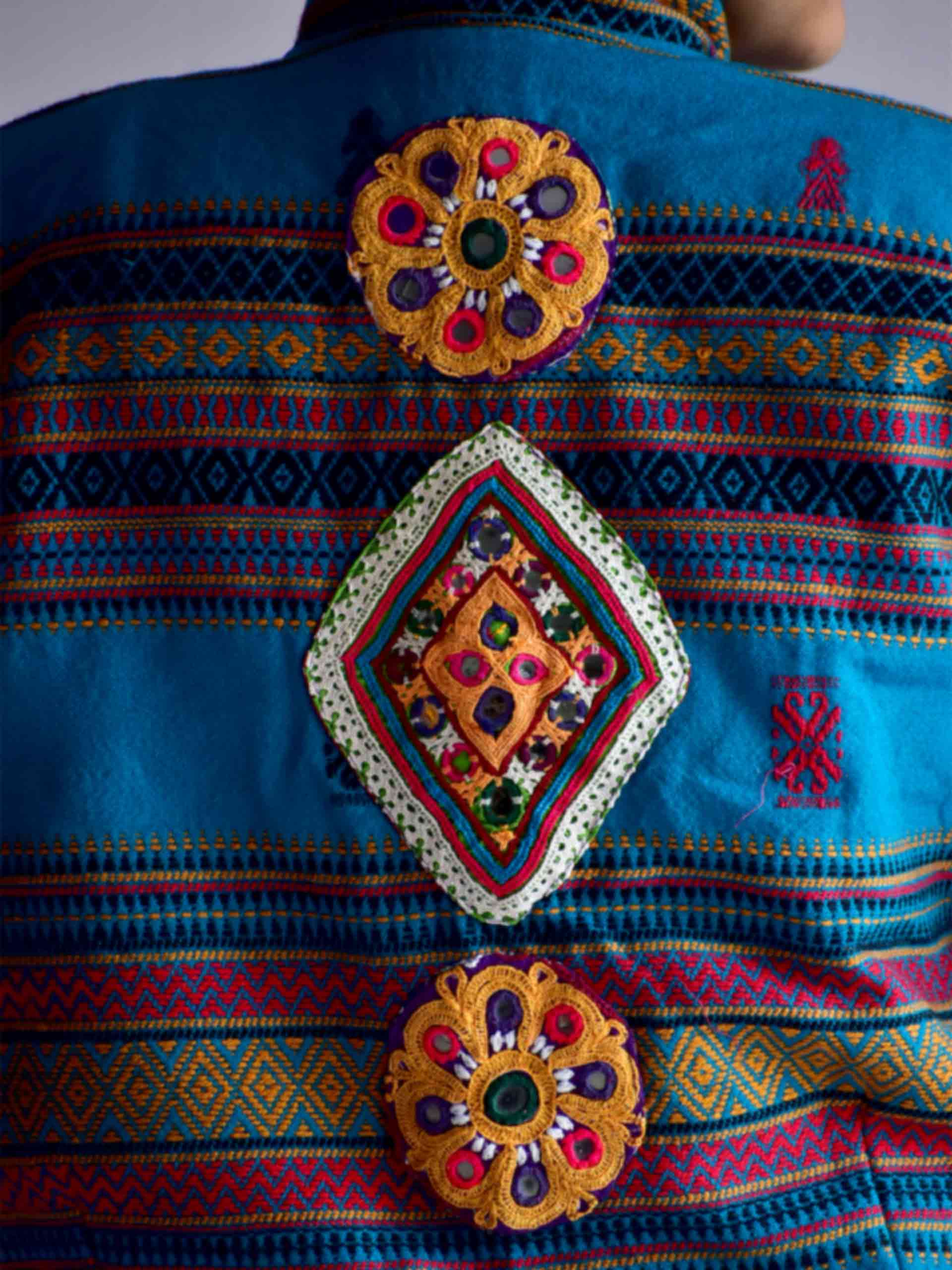 nach - hand embroidered patchwork Reversible jacket