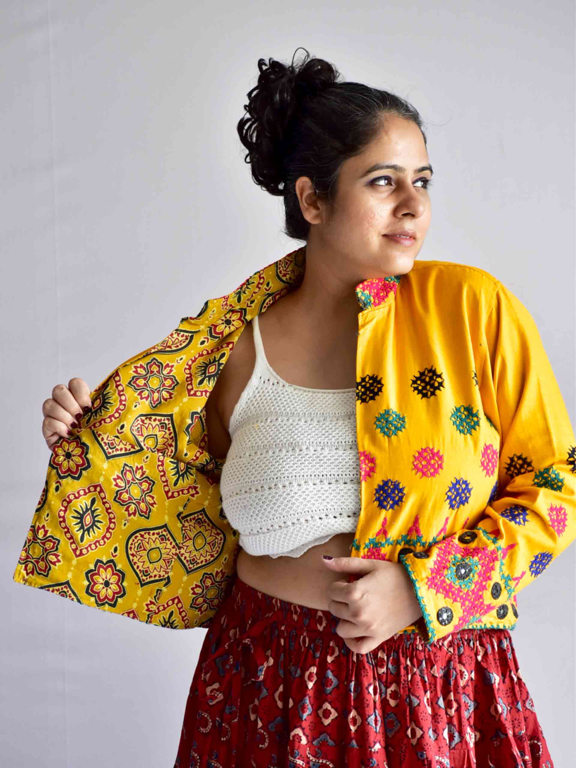 DHOL - hand embroidered patchwork Reversible jacket