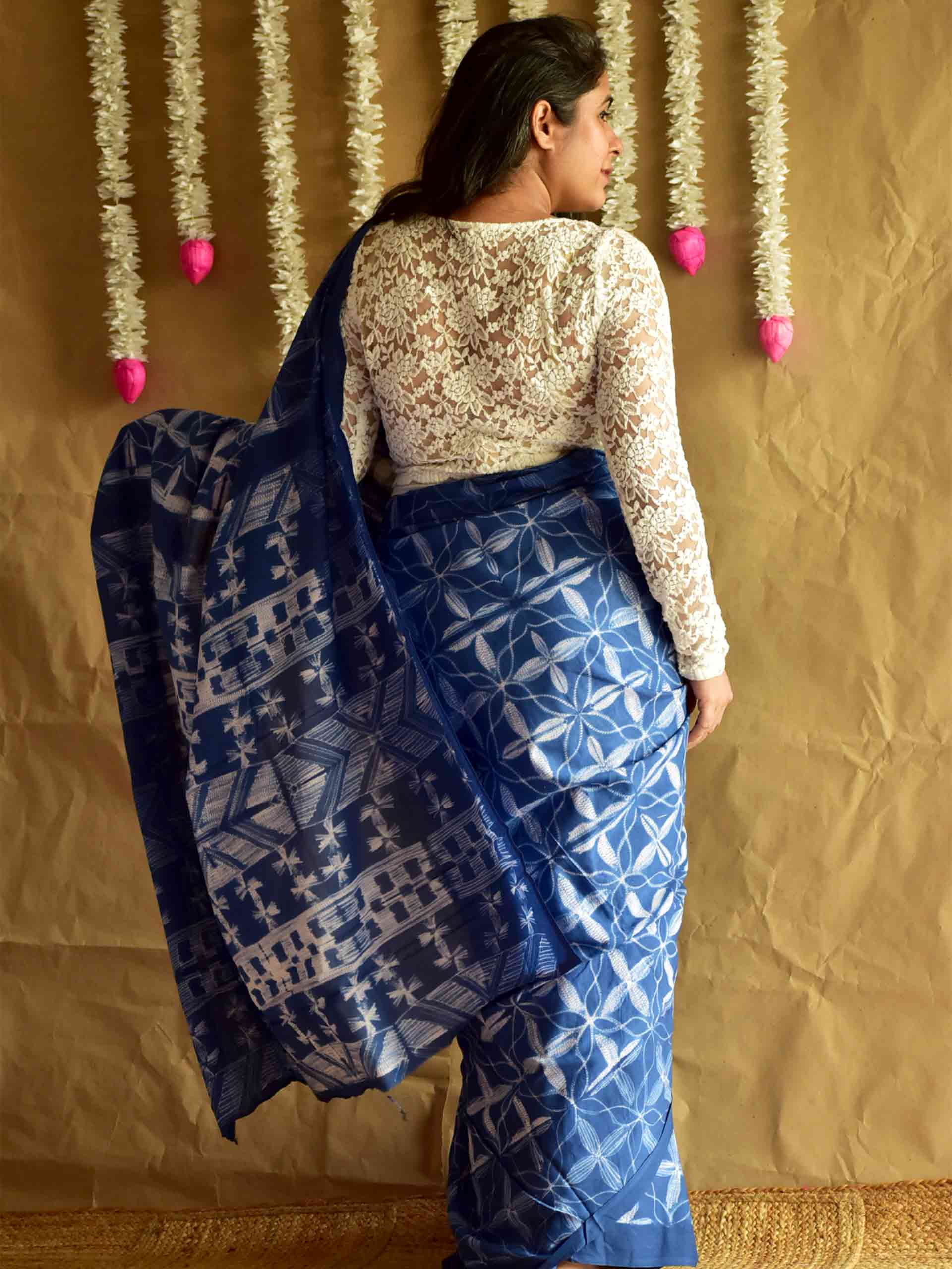 malhaar - Shibori mul saree