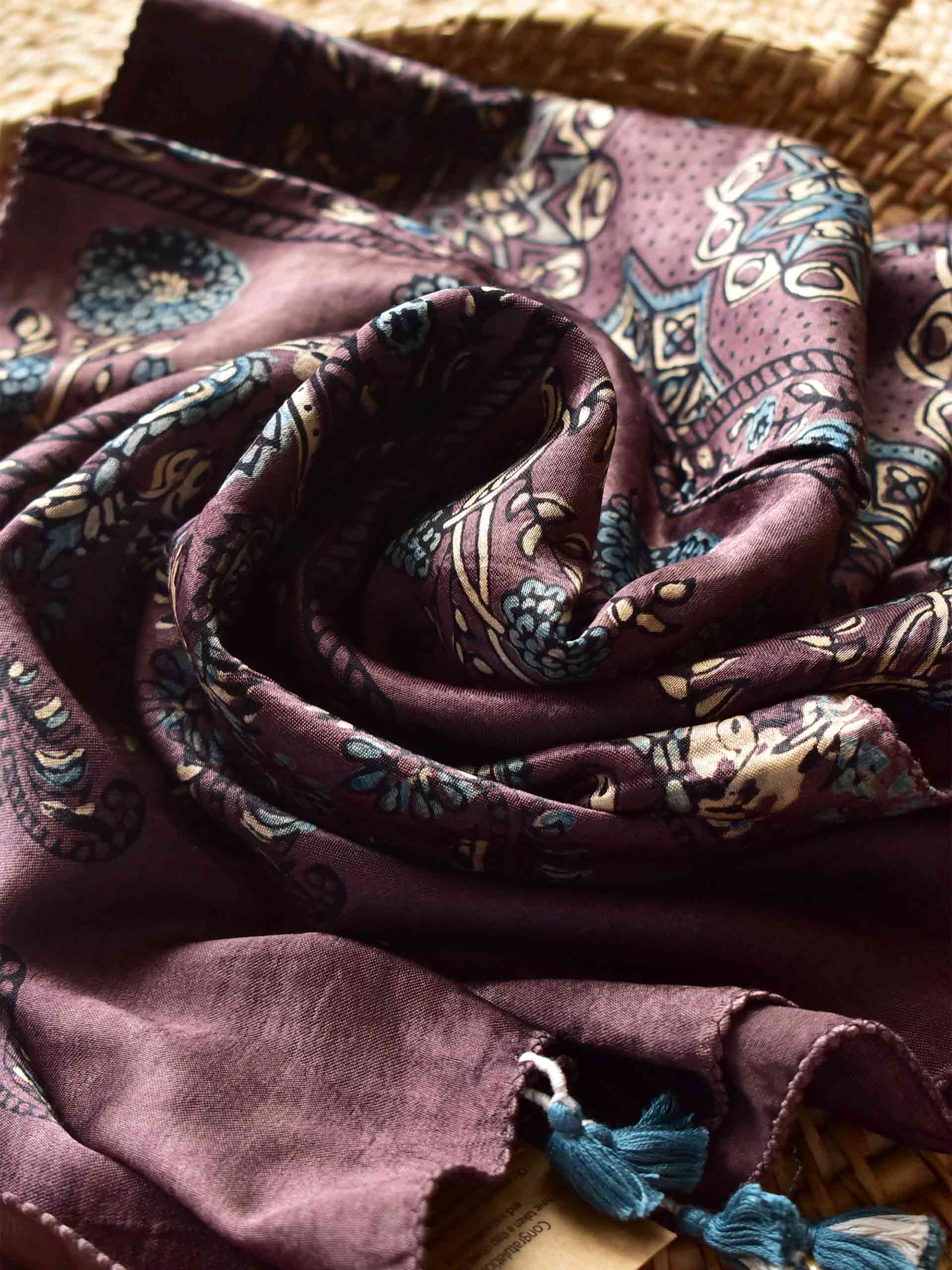 Mithya - Ajrakh hand block printed Mashru silk stole