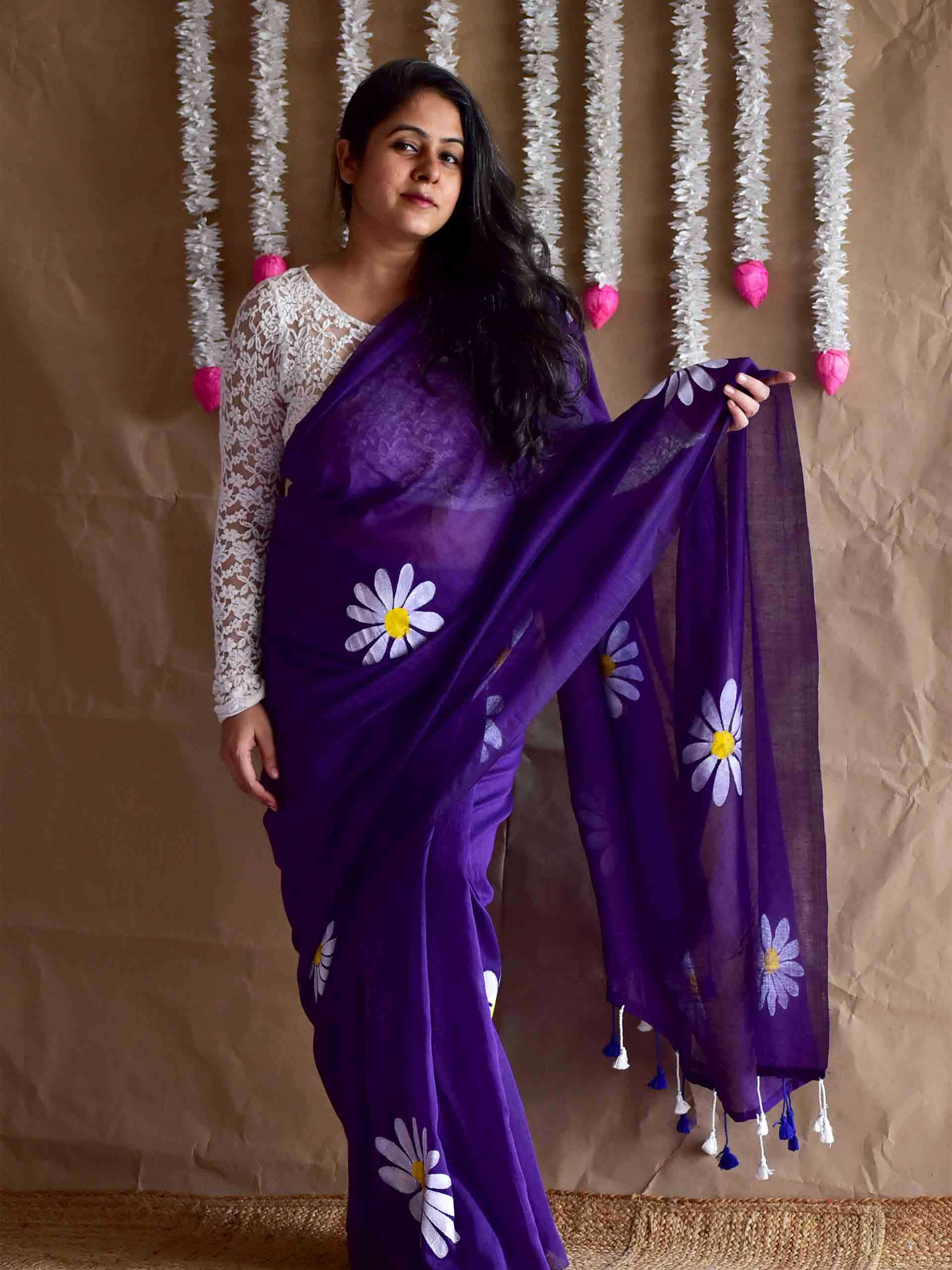 Gumaan - cotton hand painted saree