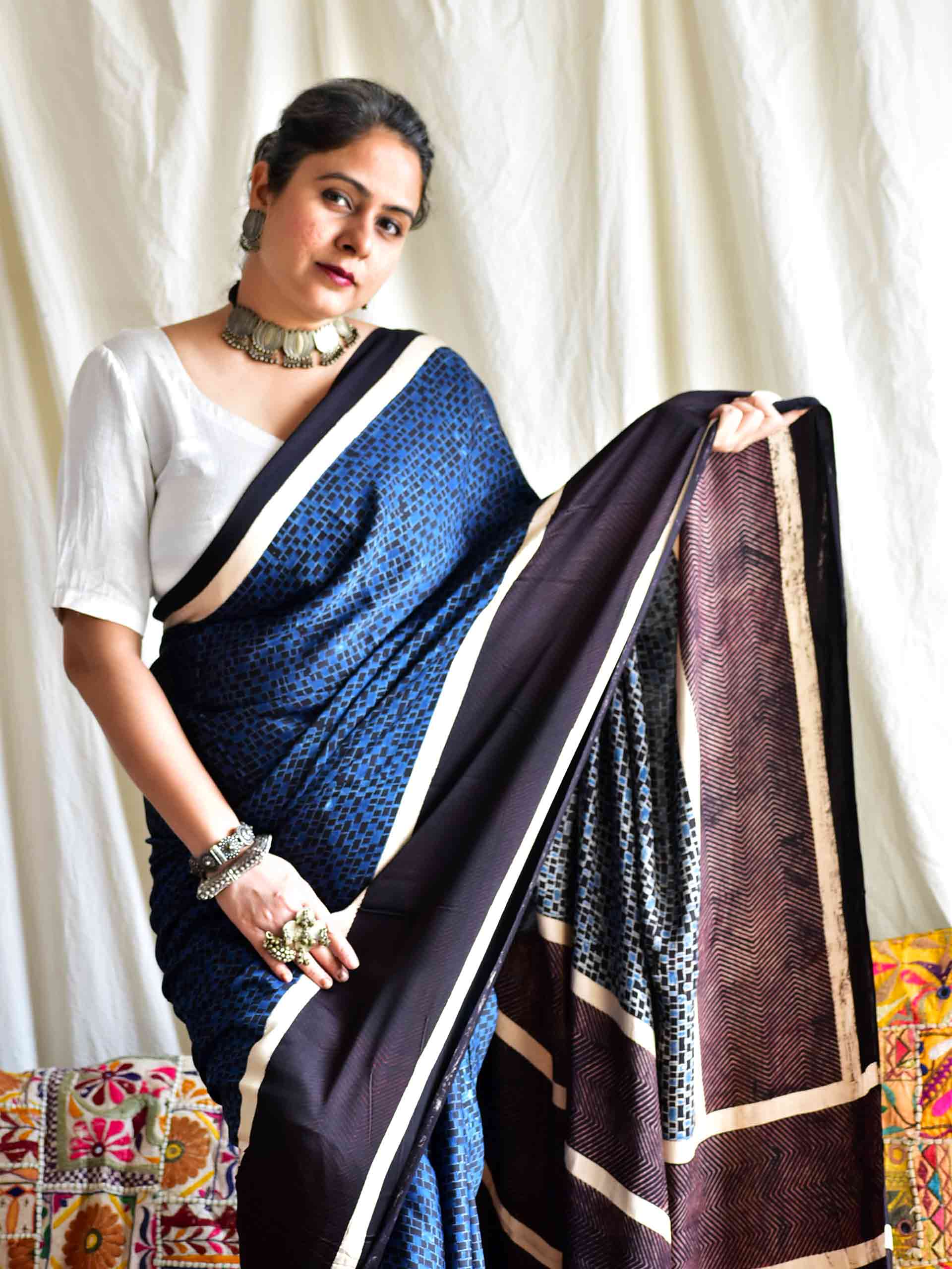 Bella - Ajrakh modal Silk Saree