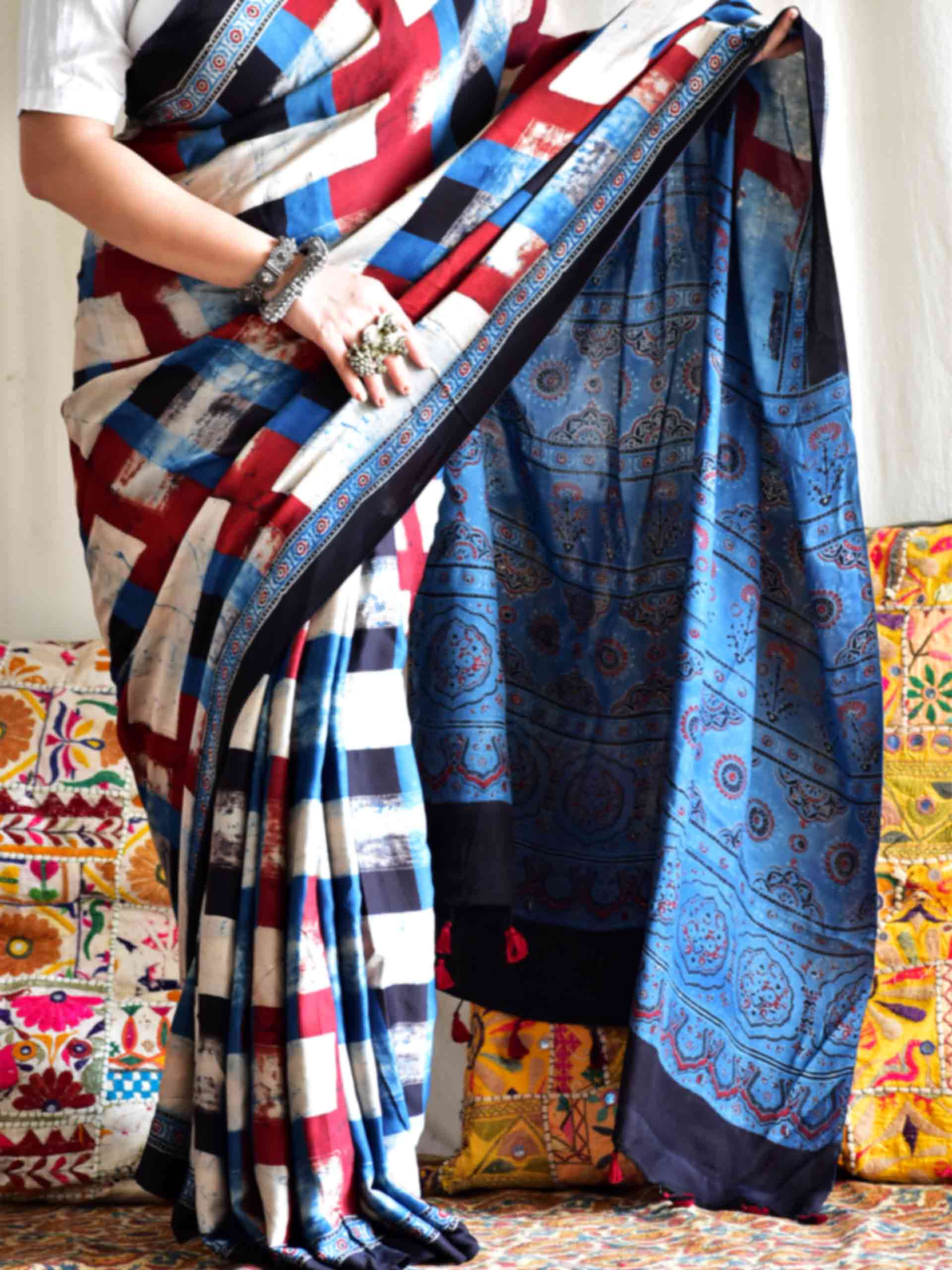 Padma - Ajrakh modal Silk Saree