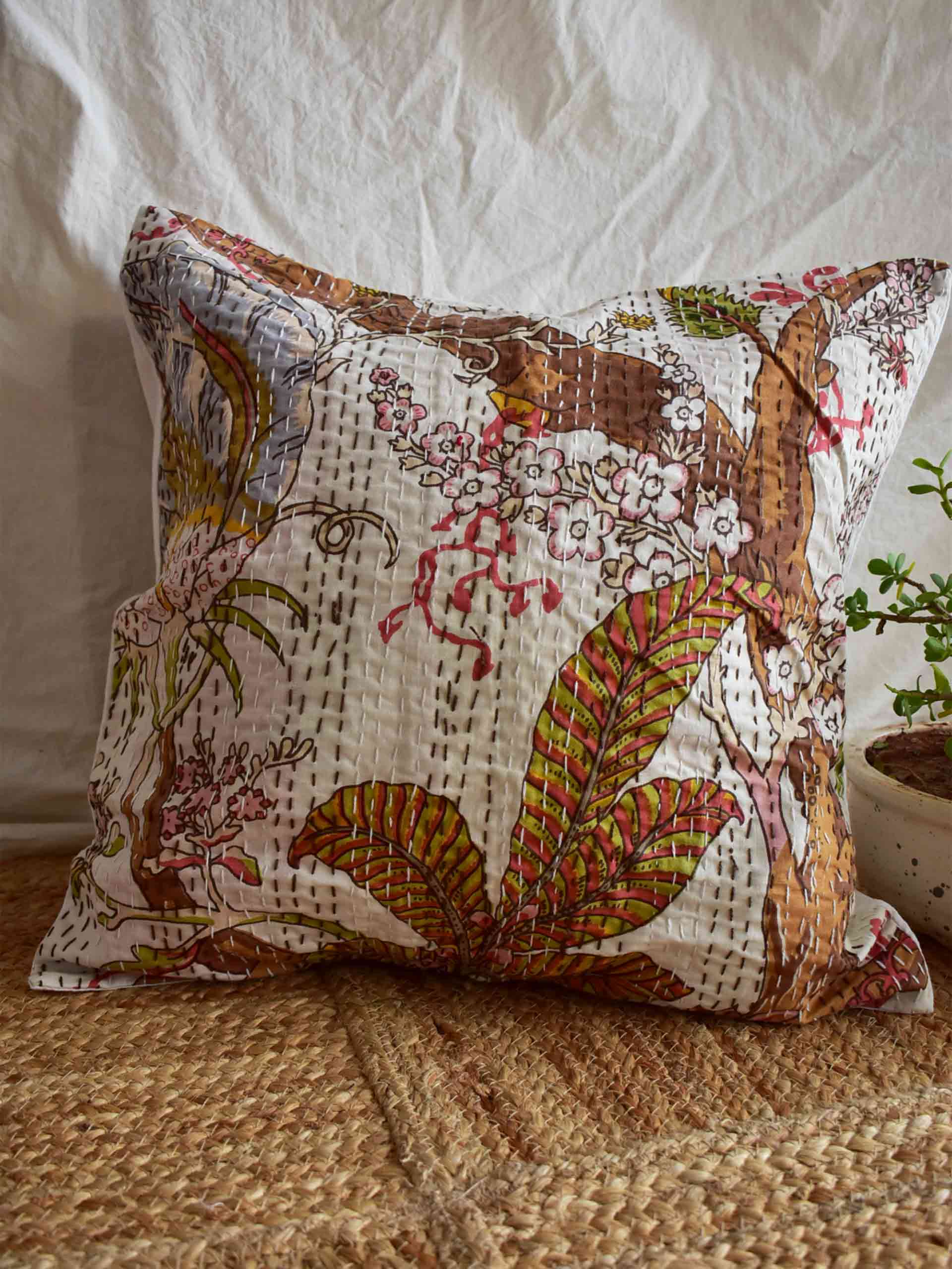 Subah - kantha cushion cover 16x16