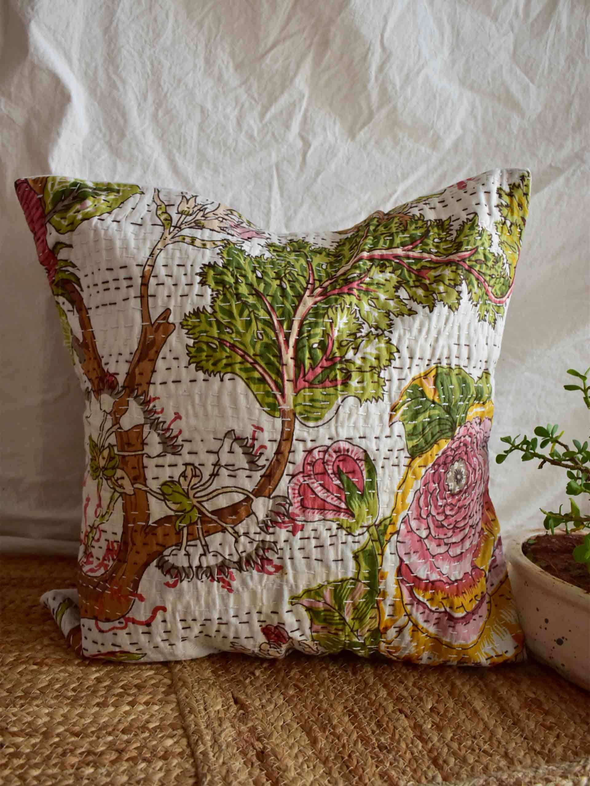 Subah - kantha cushion cover 16x16