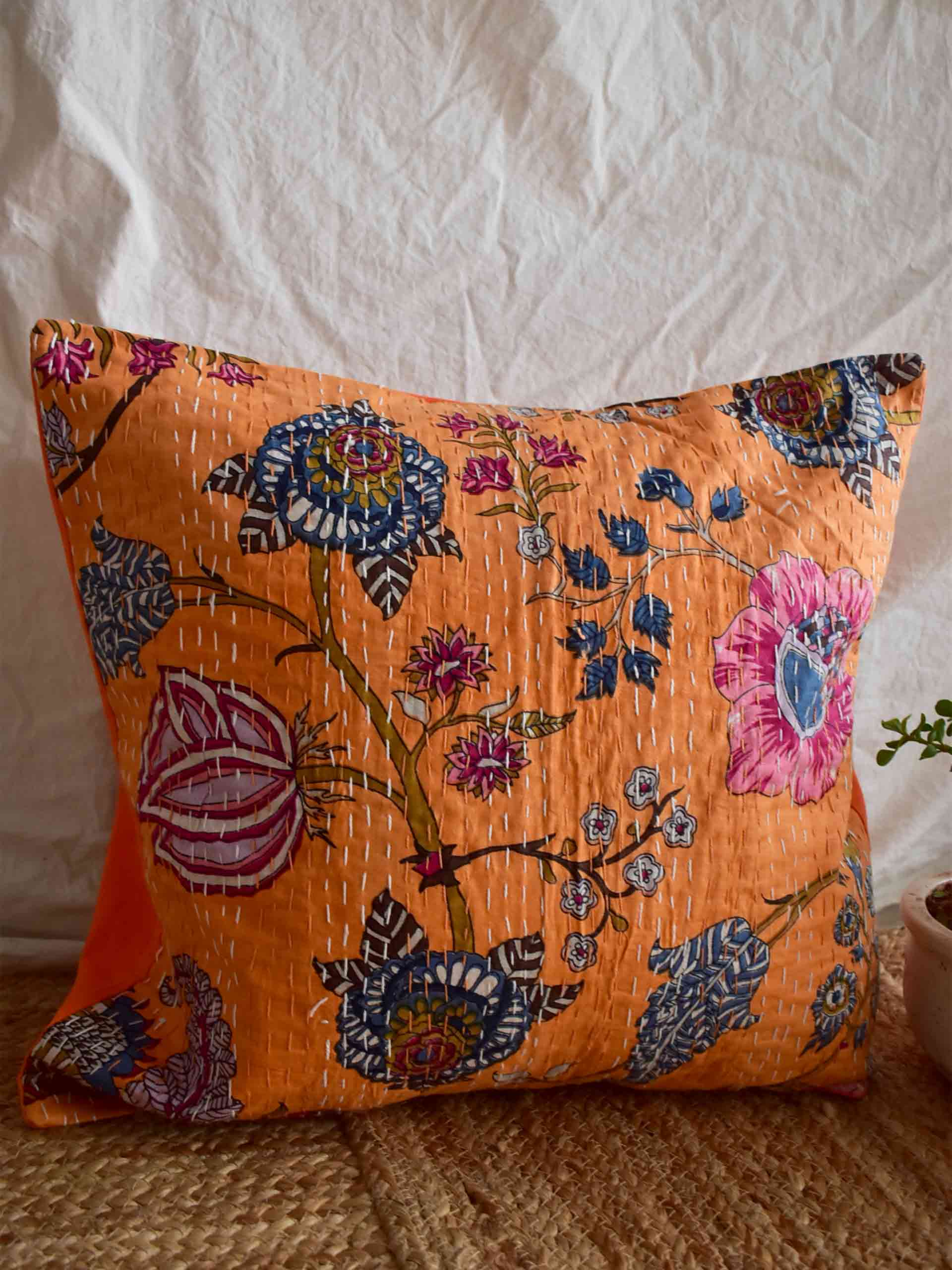 Belonging - kantha cushion cover 16x16