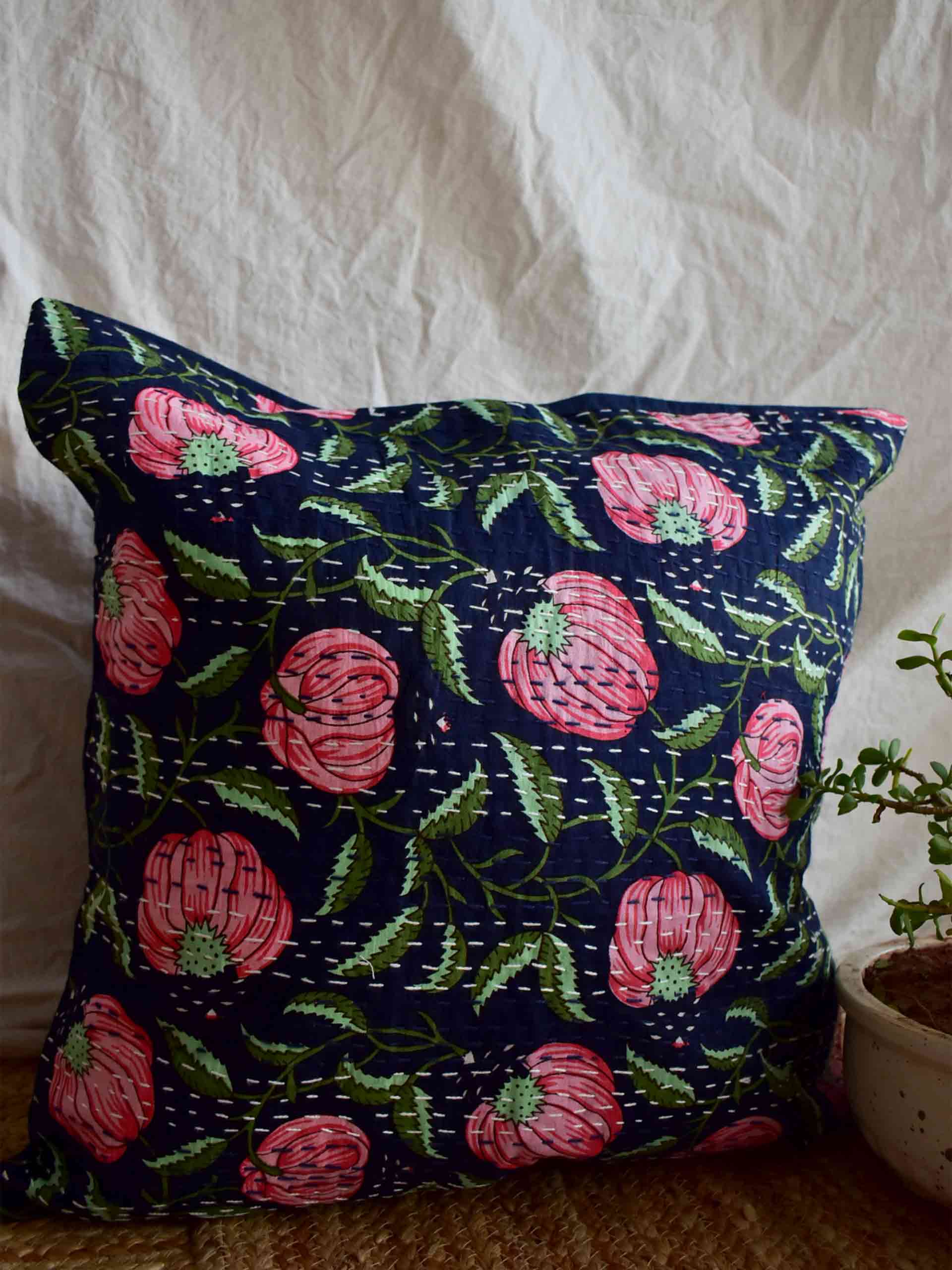 bold - kantha cushion cover 16x16