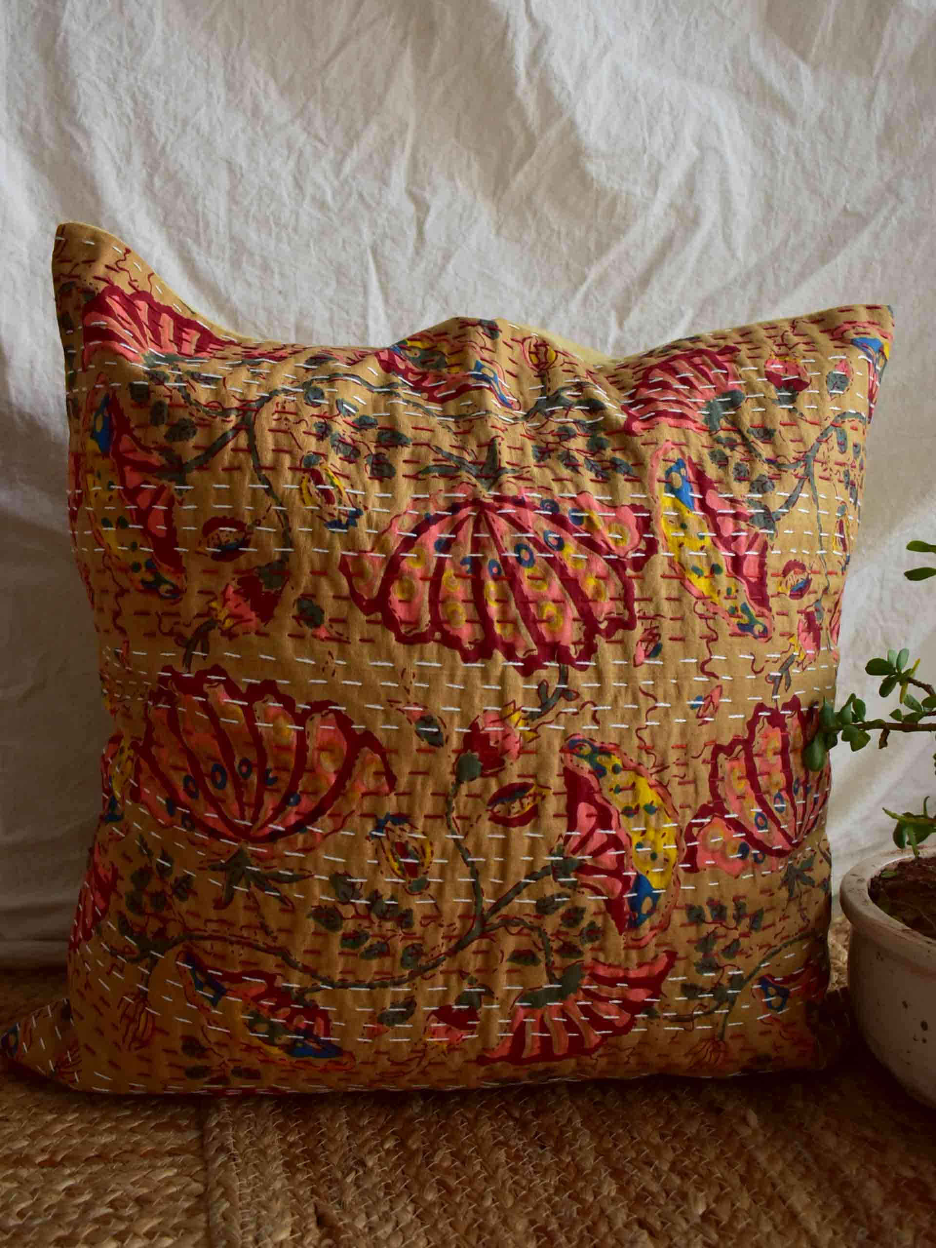 Sunsets - kantha cushion cover 16x16