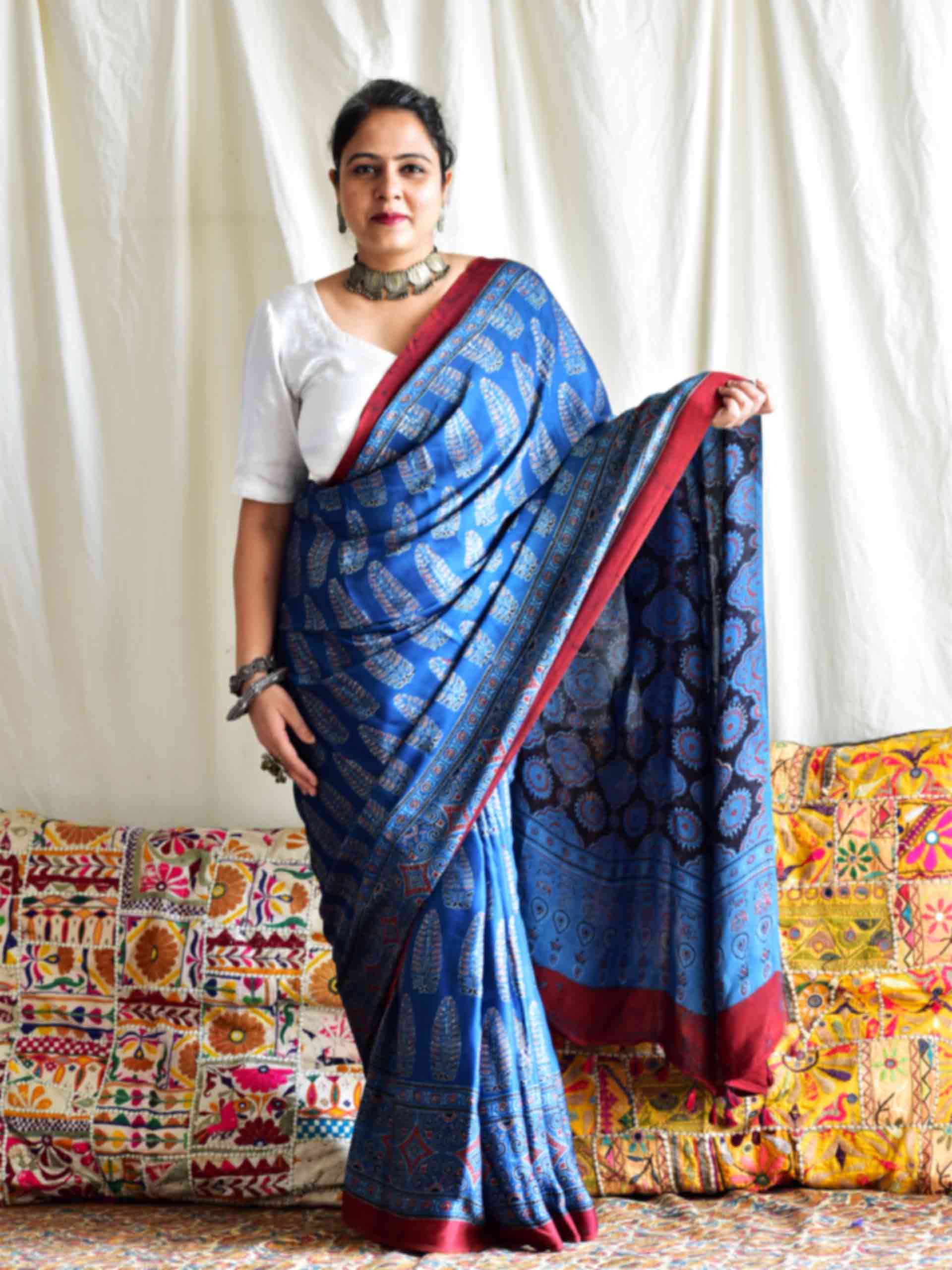 Feni - Ajrakh modal Silk Saree