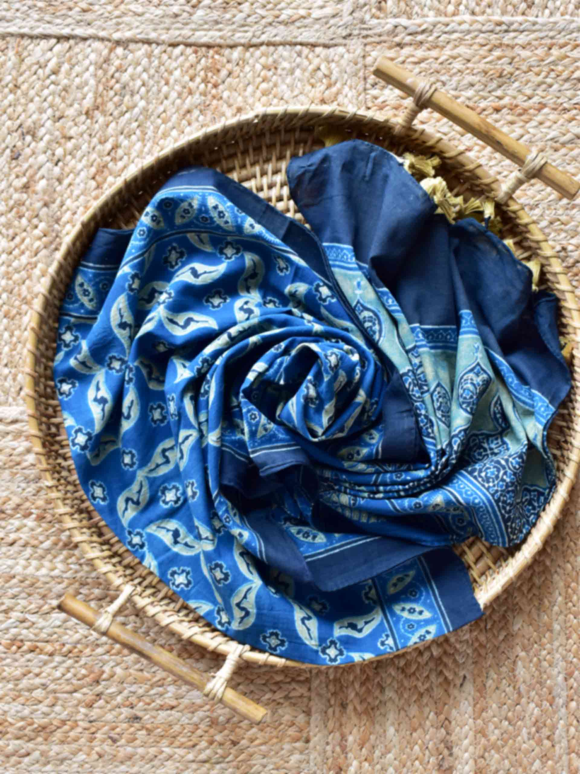 Blues - Ajrakh Cotton stole