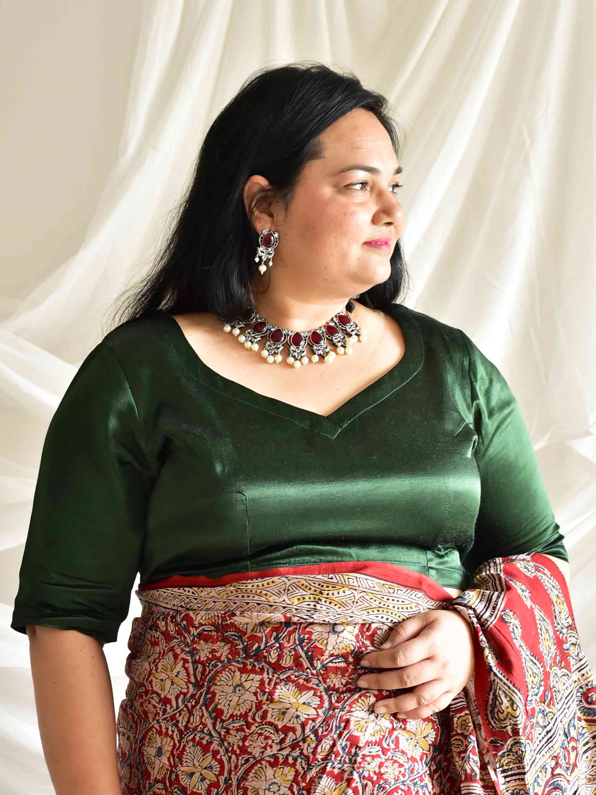 KUMARI - Plus size Mashru silk blouse