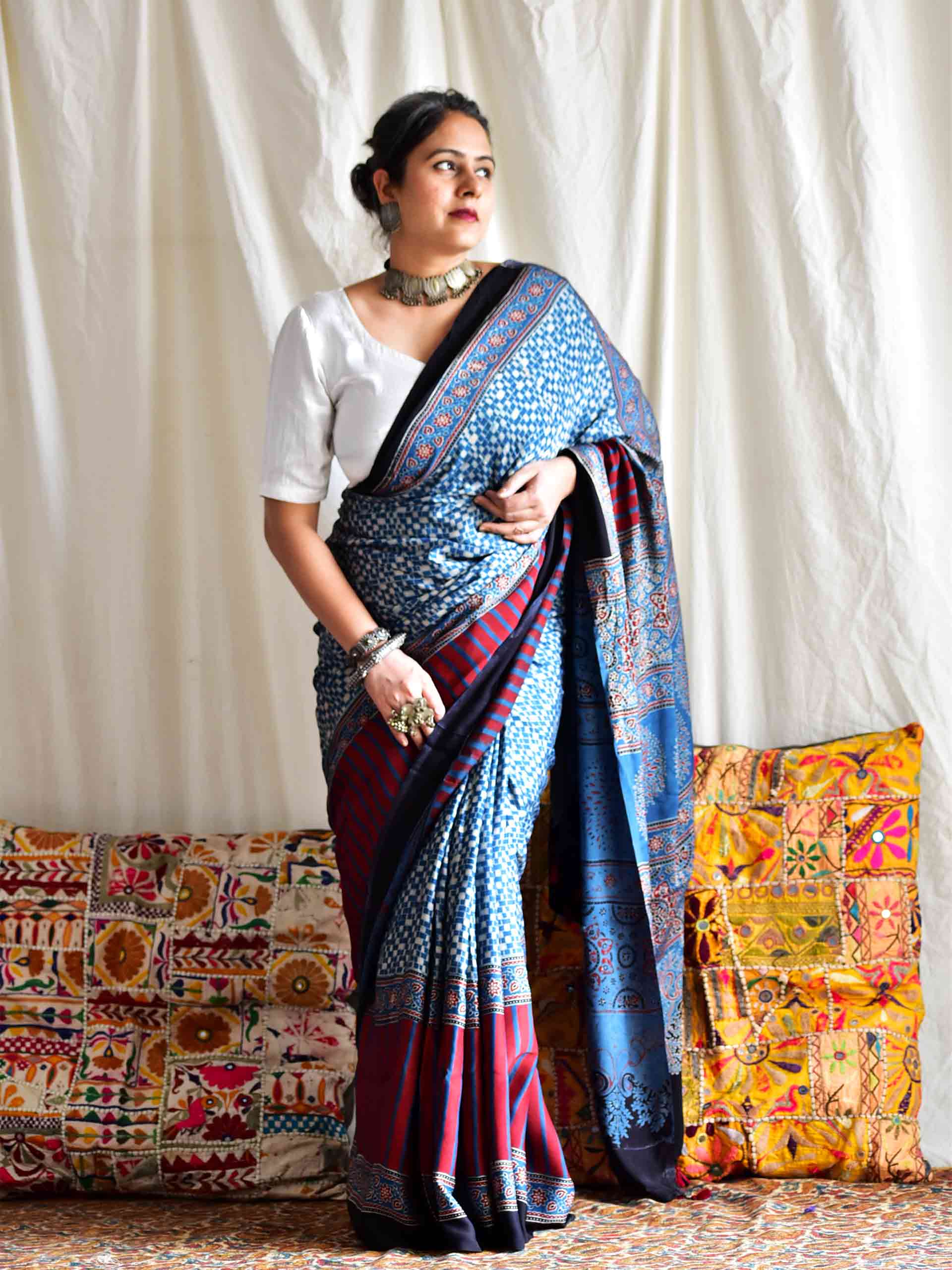 Garima - Ajrakh modal Silk Saree