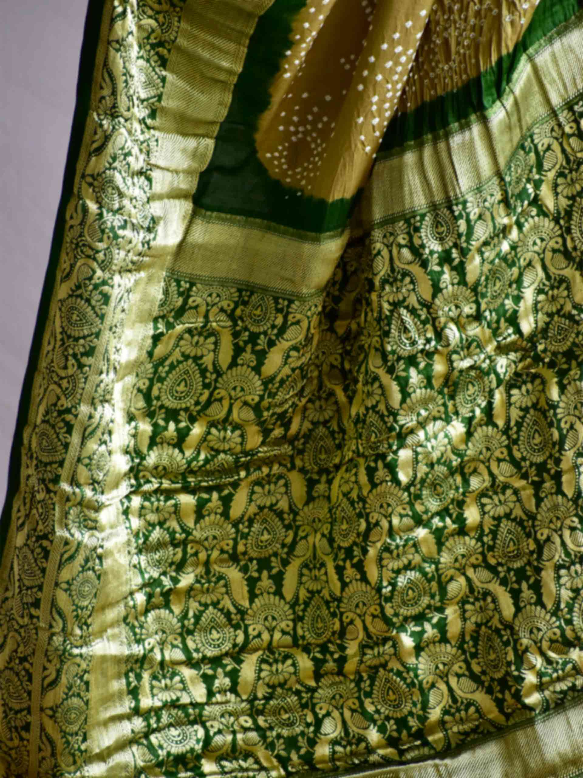 Rajarani - Gajji silk Rai bandhej zari pallu saree