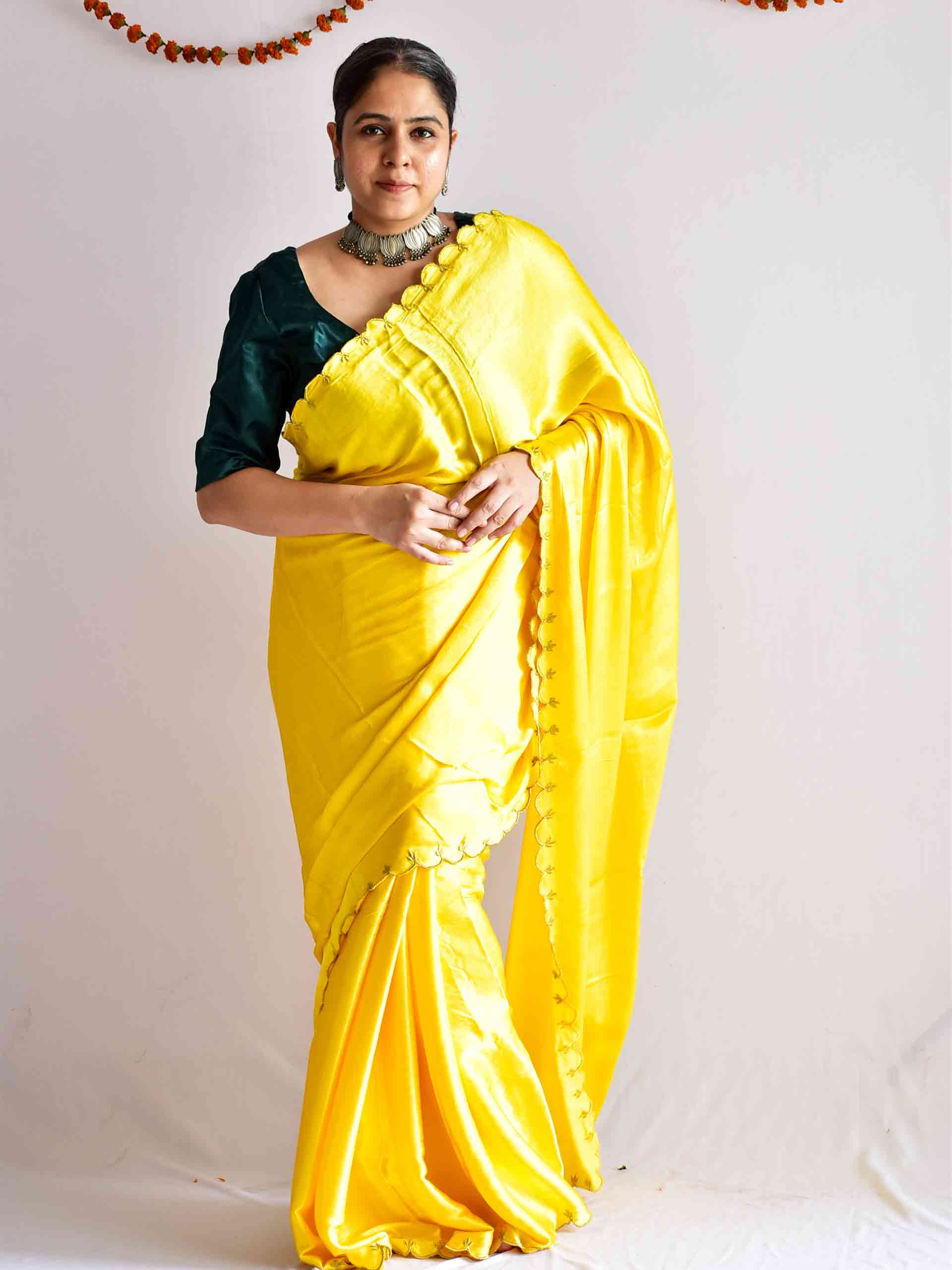 Miss sunshine - embroidered mashru silk saree