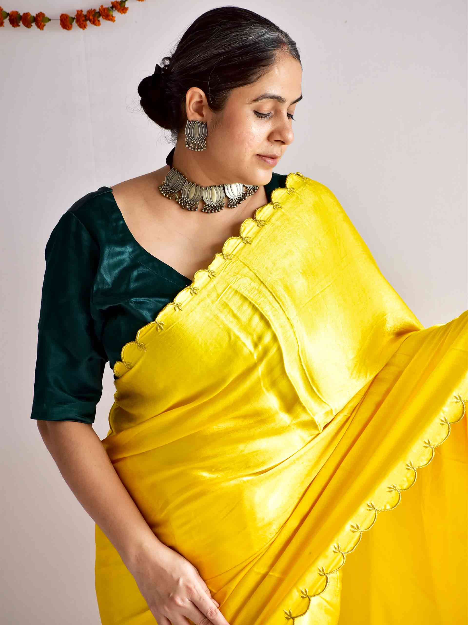 Miss sunshine - embroidered mashru silk saree