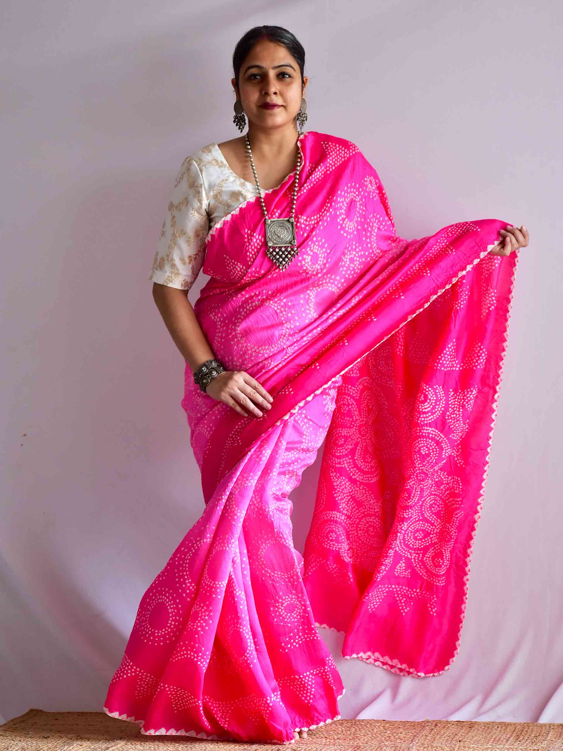 Guler -Chiniya Silk Rai bandhej saree