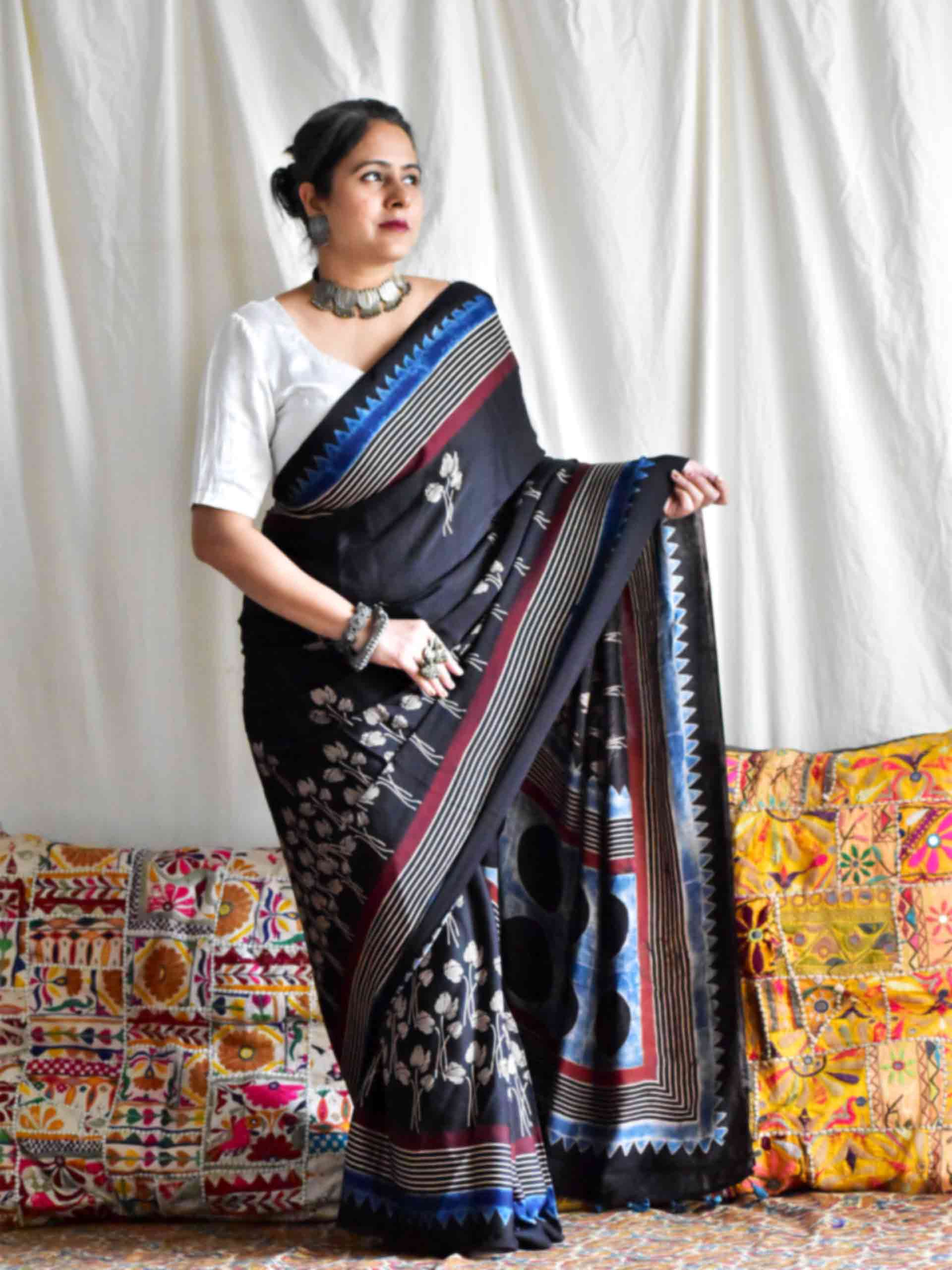 Jaya - Ajrakh modal Silk Saree