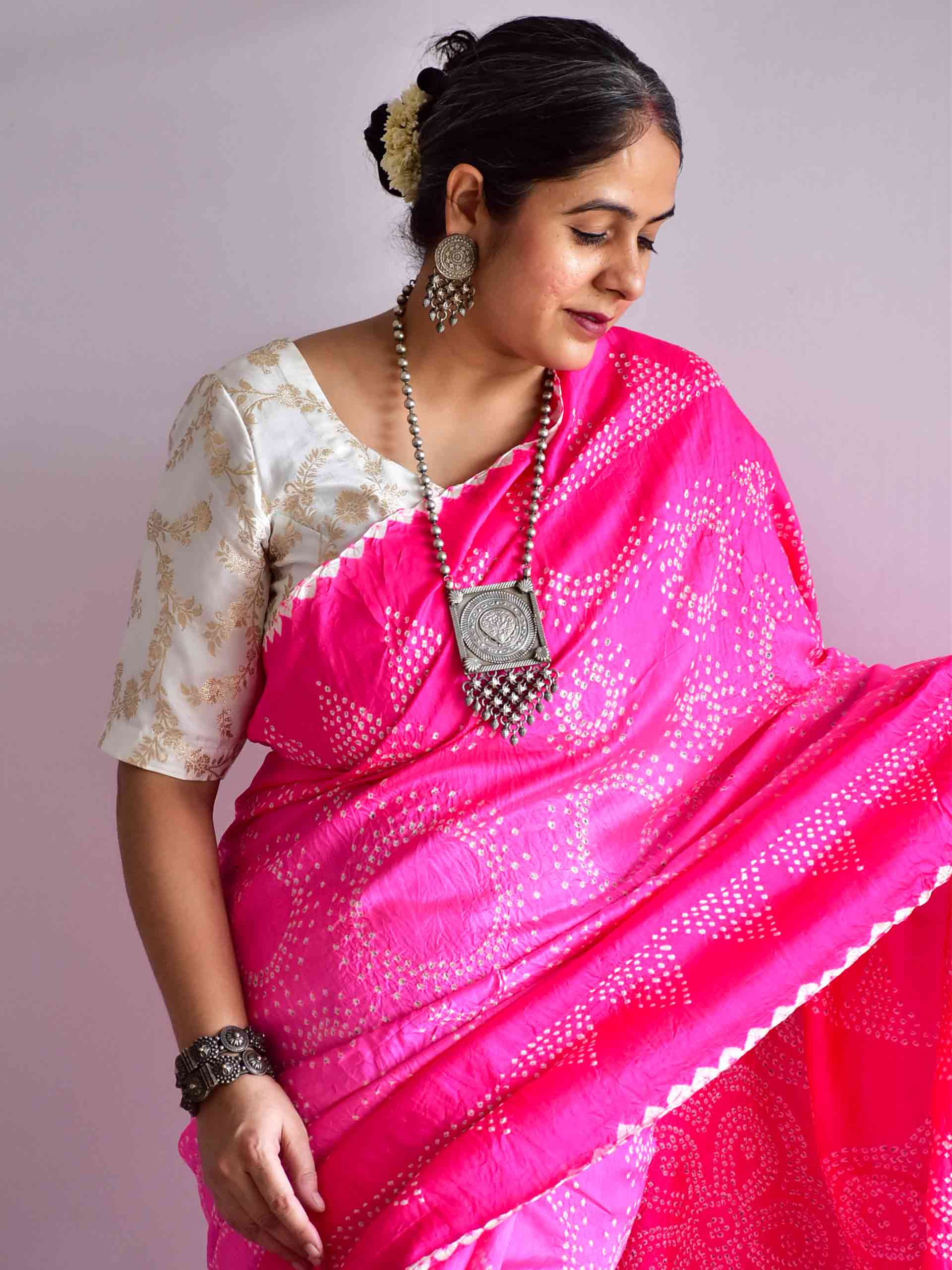 Guler -Chiniya Silk Rai bandhej saree