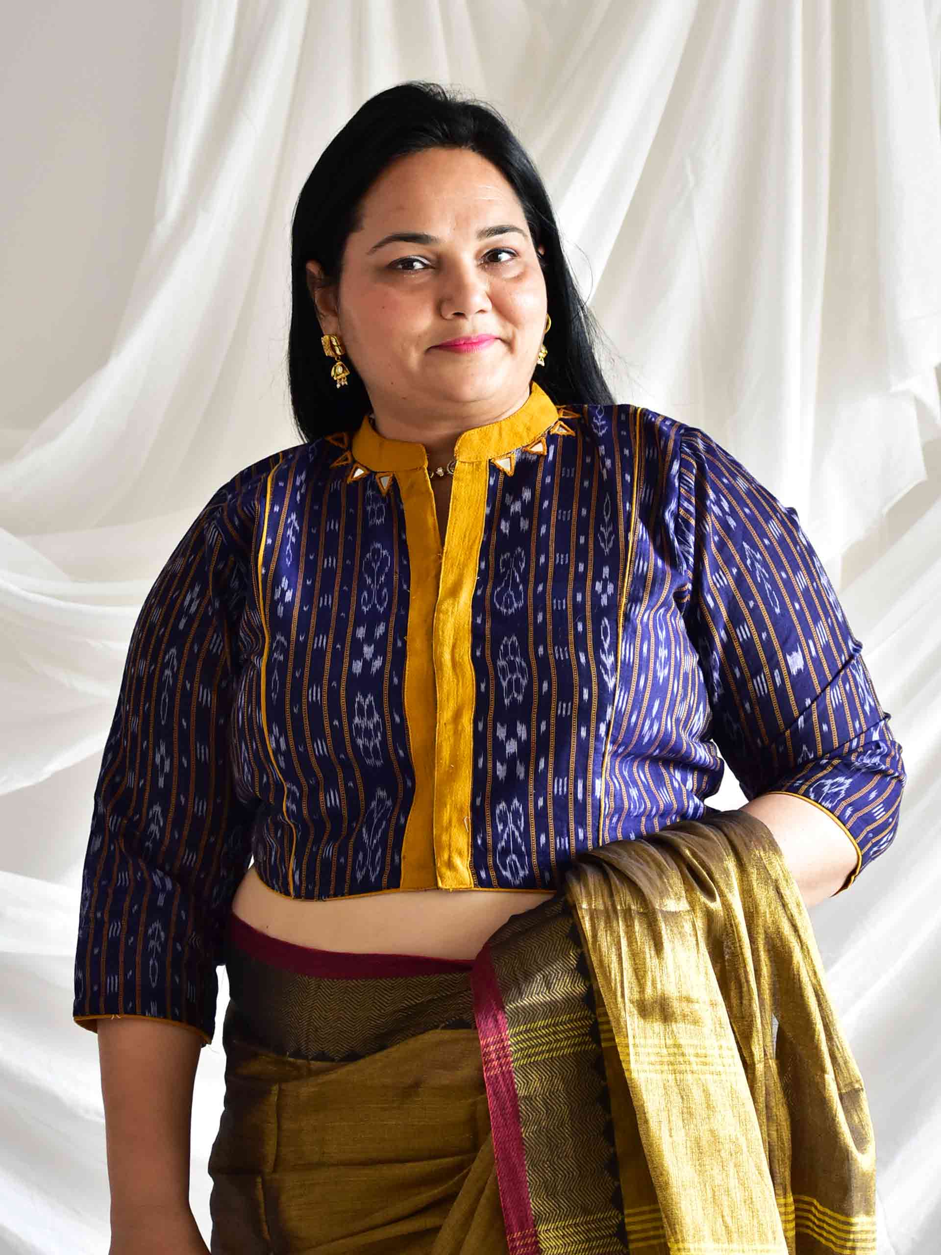 Rainfall plus size Ikat blouse