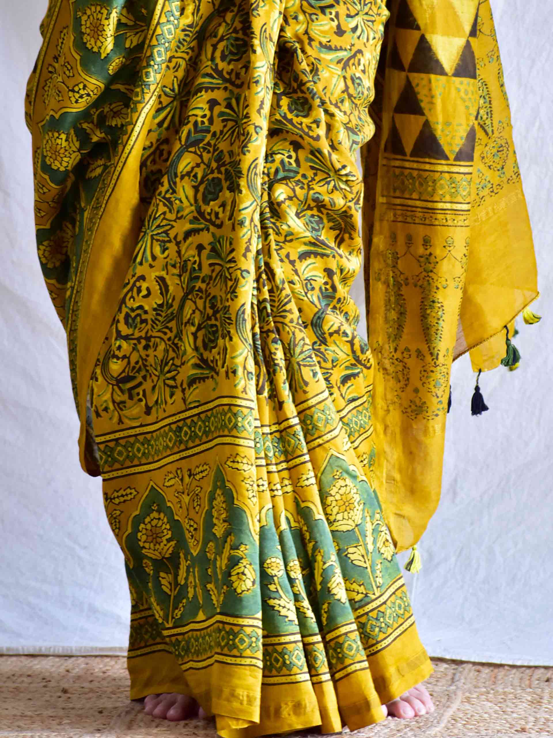 Soch - Ajrakh Chanderi silk saree