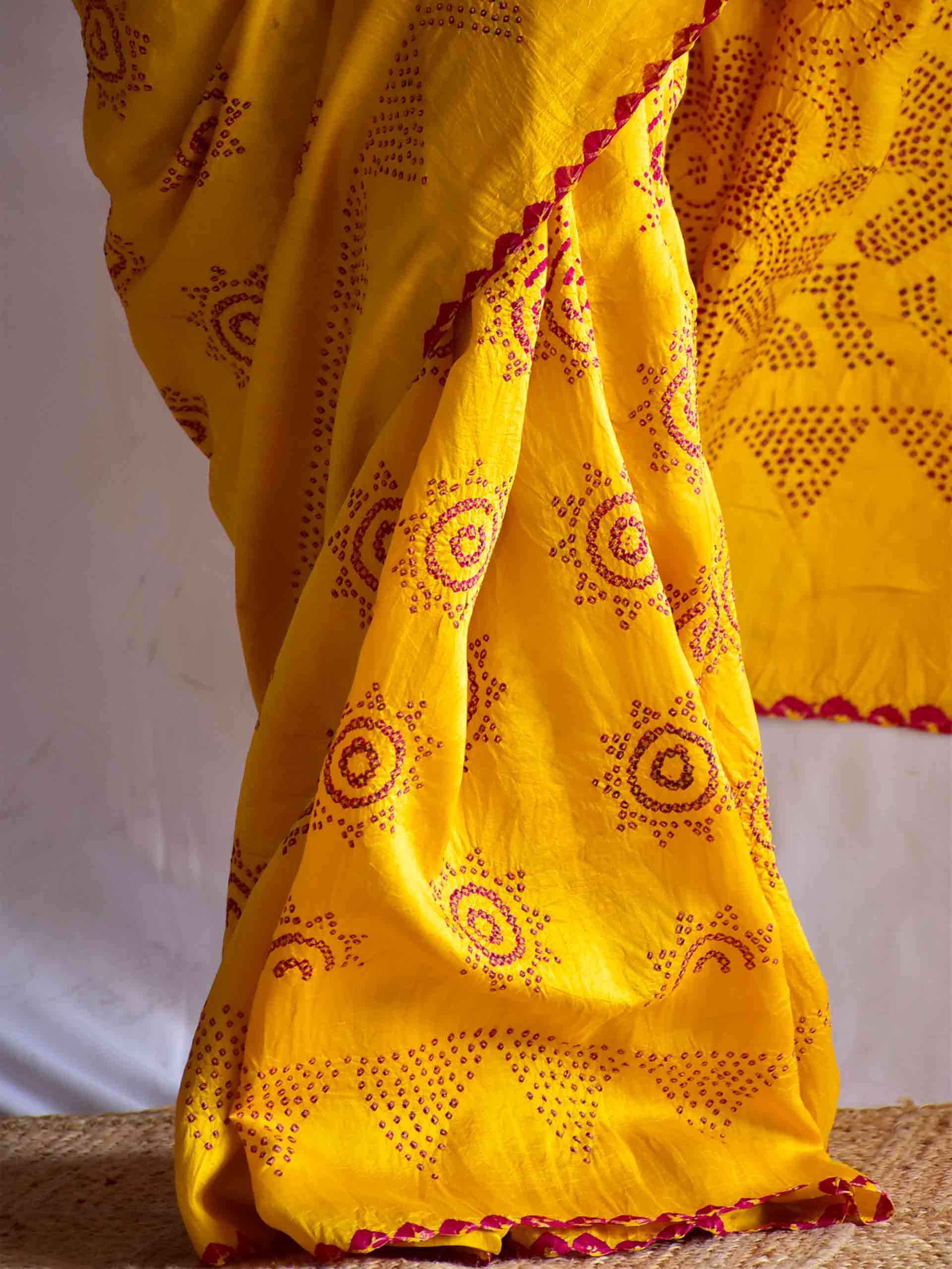 Rehnuma -Chiniya Silk Rai bandhej saree