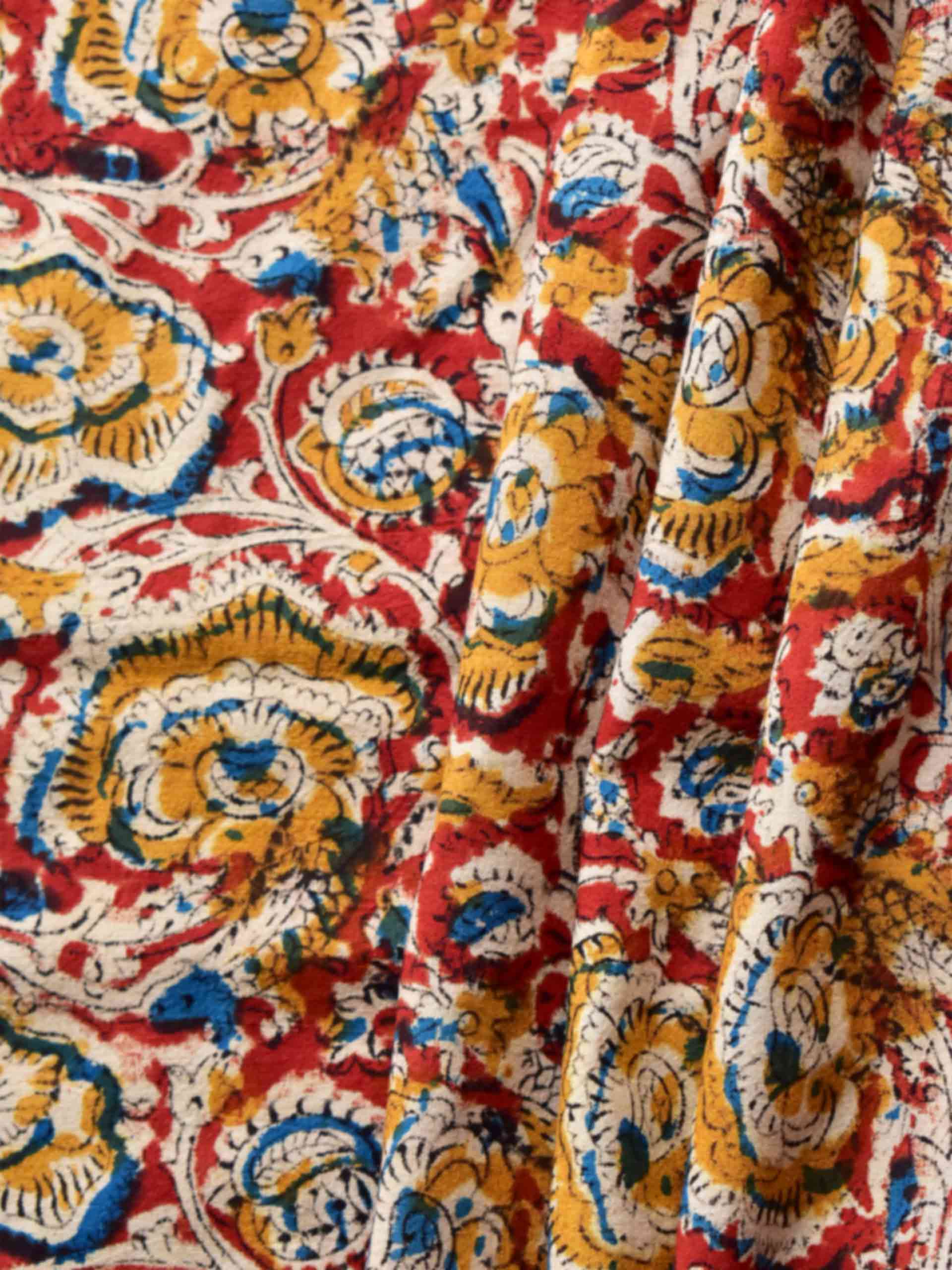 Vibgyor - Kalamkari block printed cotton fabric 350 per meter