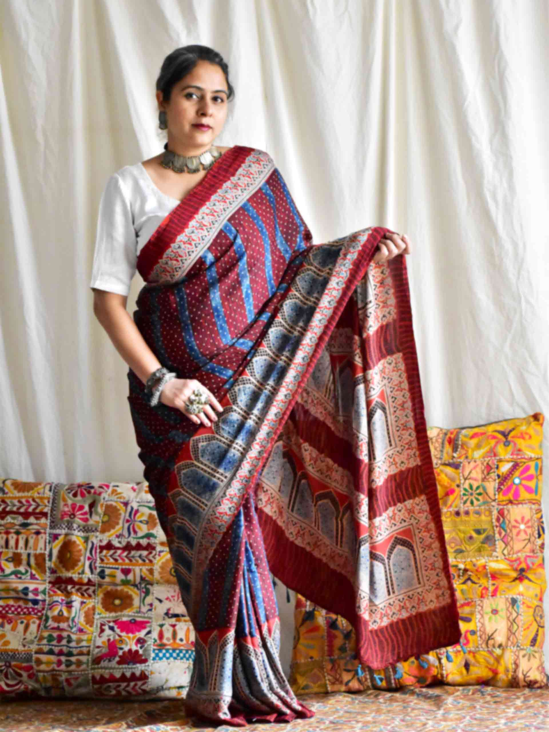 Nanditha - Ajrakh modal Silk Saree