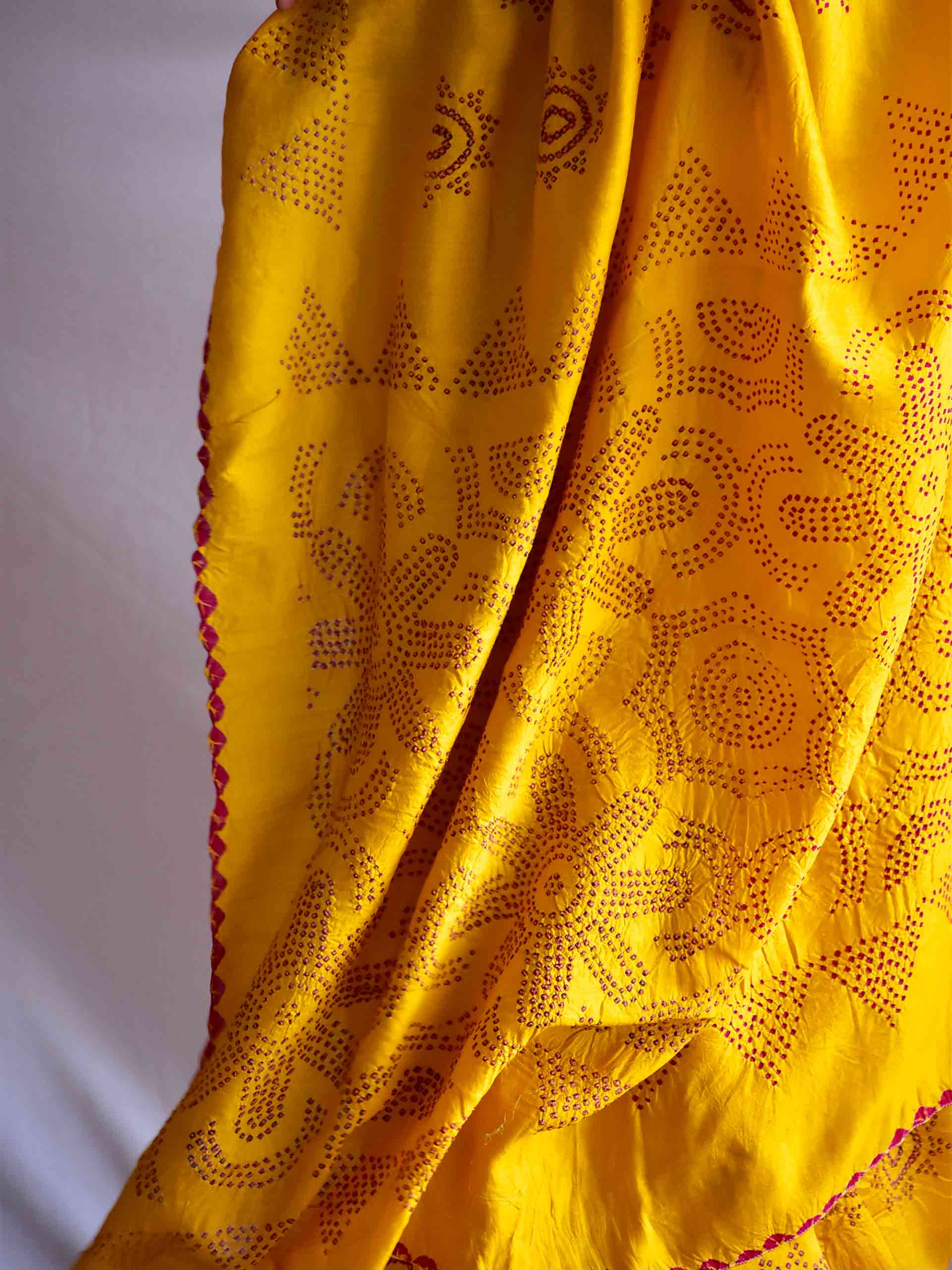 Rehnuma -Chiniya Silk Rai bandhej saree