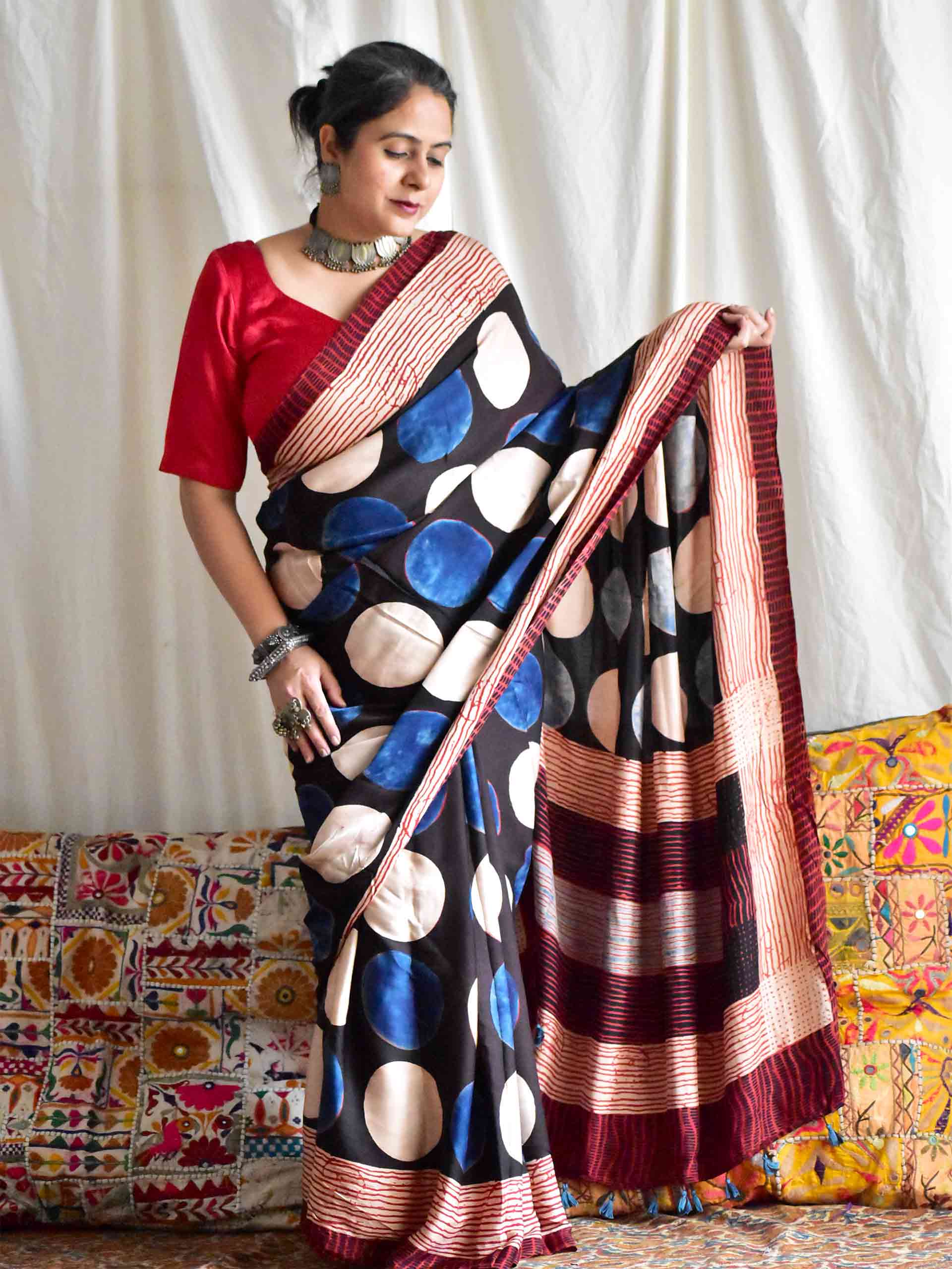 Qahira - Ajrakh modal Silk Saree