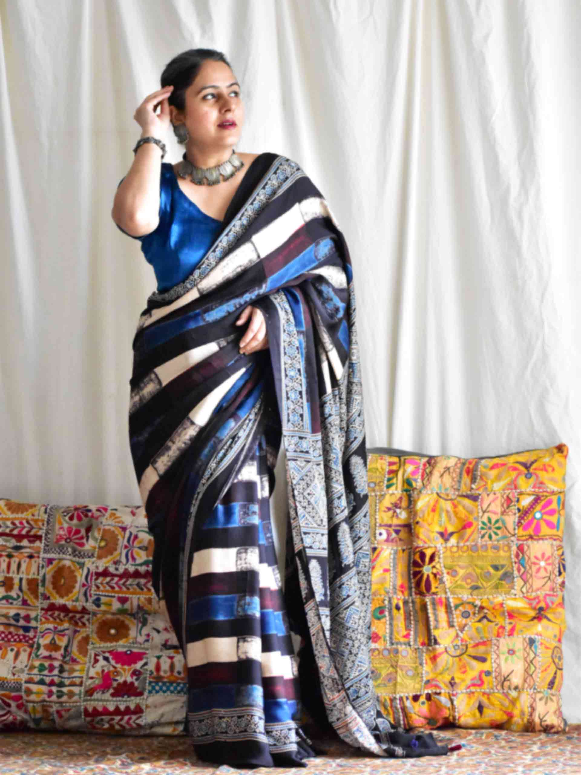 Saadhvi - Ajrakh modal Silk Saree