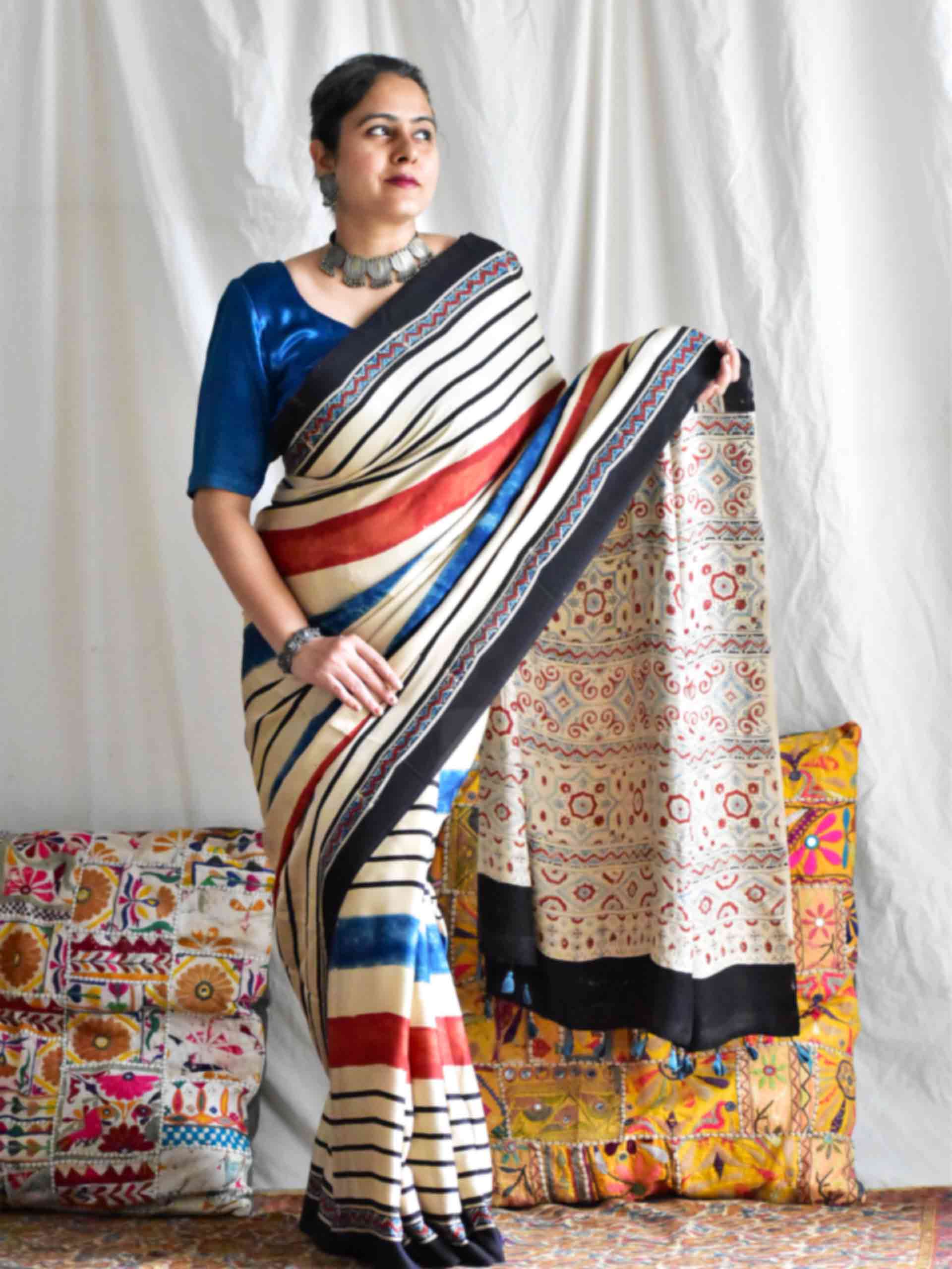 Tara - Ajrakh modal Silk Saree