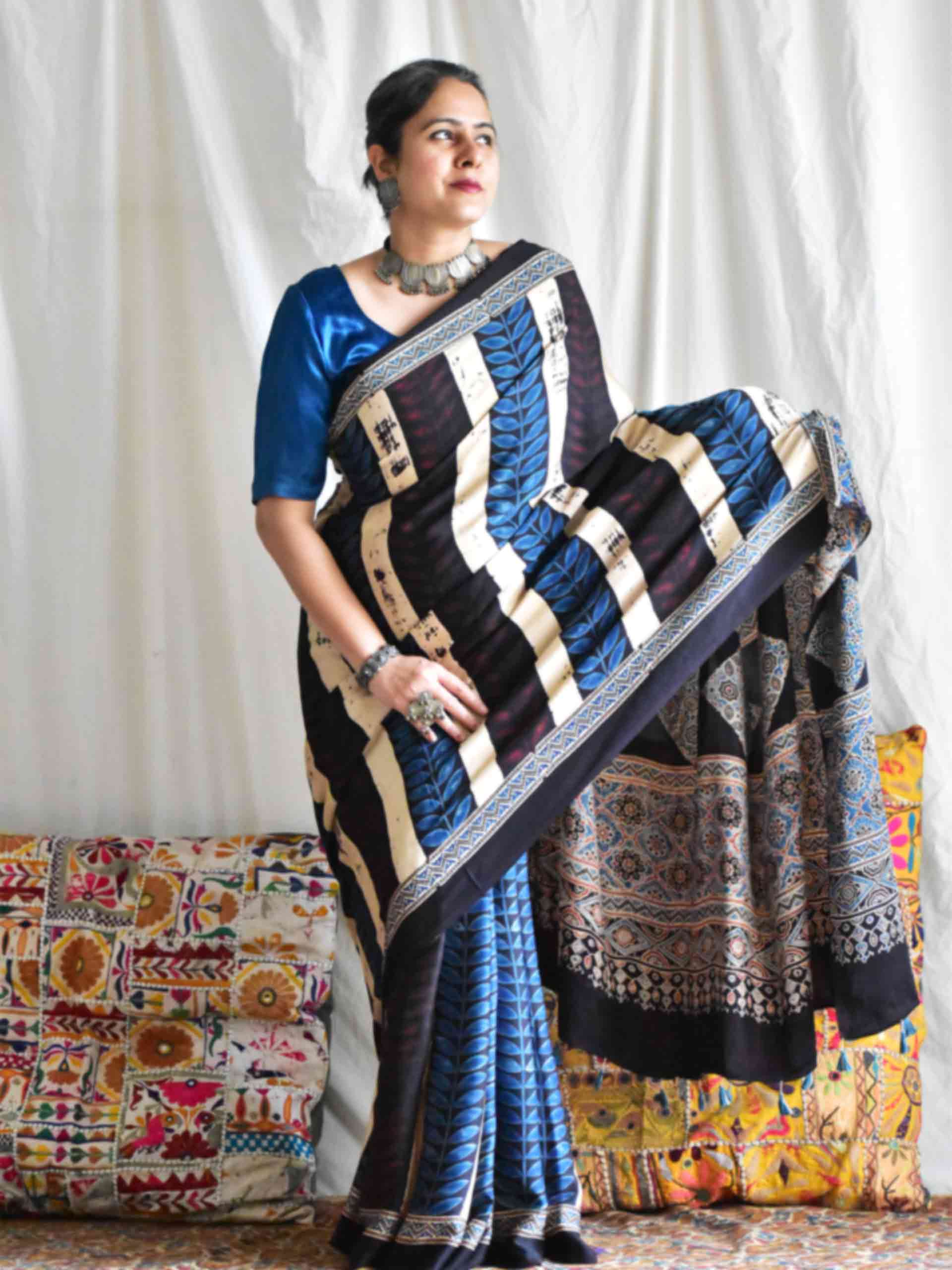 Roma - Ajrakh modal Silk Saree