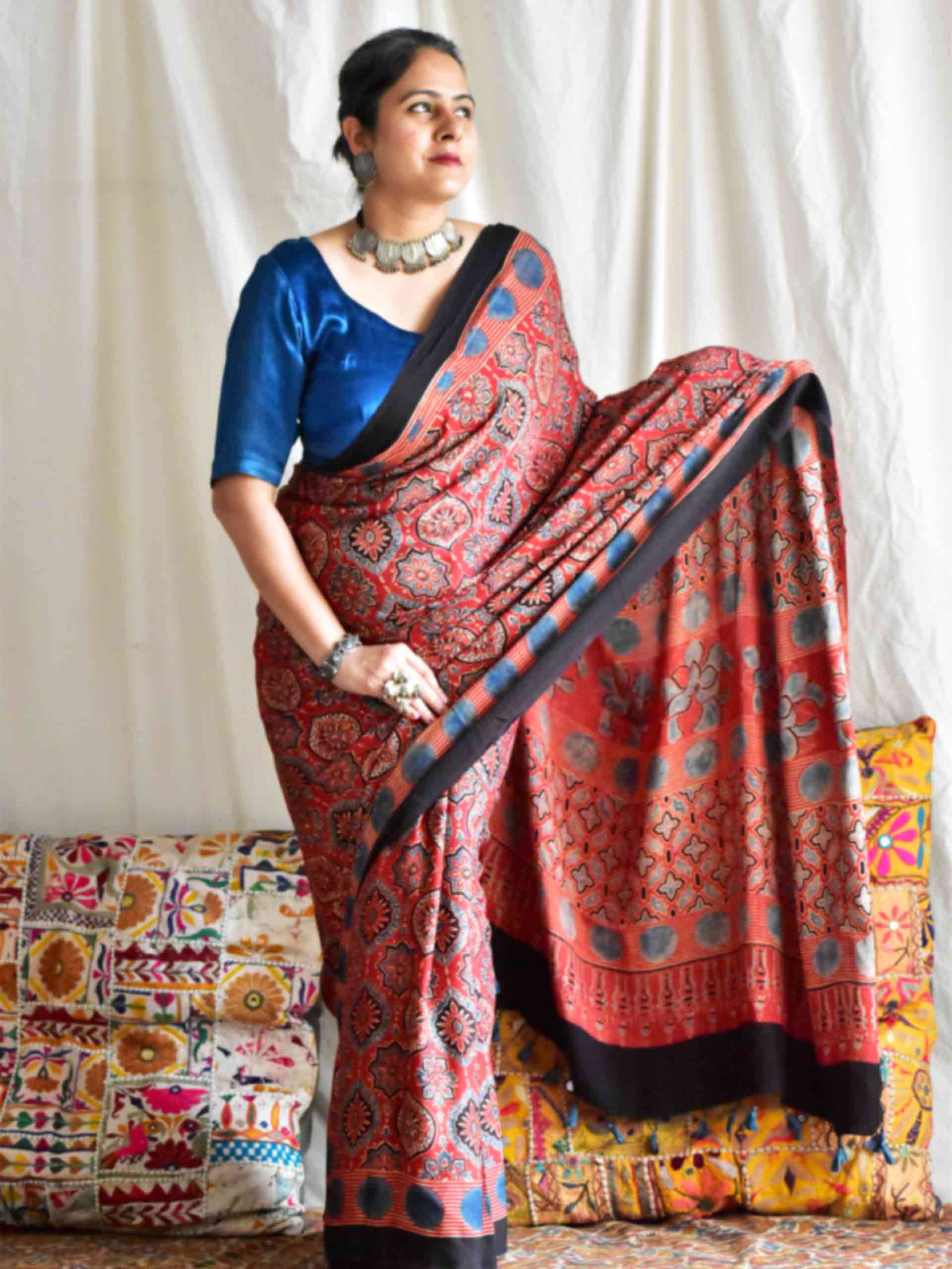 Fiza - Ajrakh modal Silk Saree