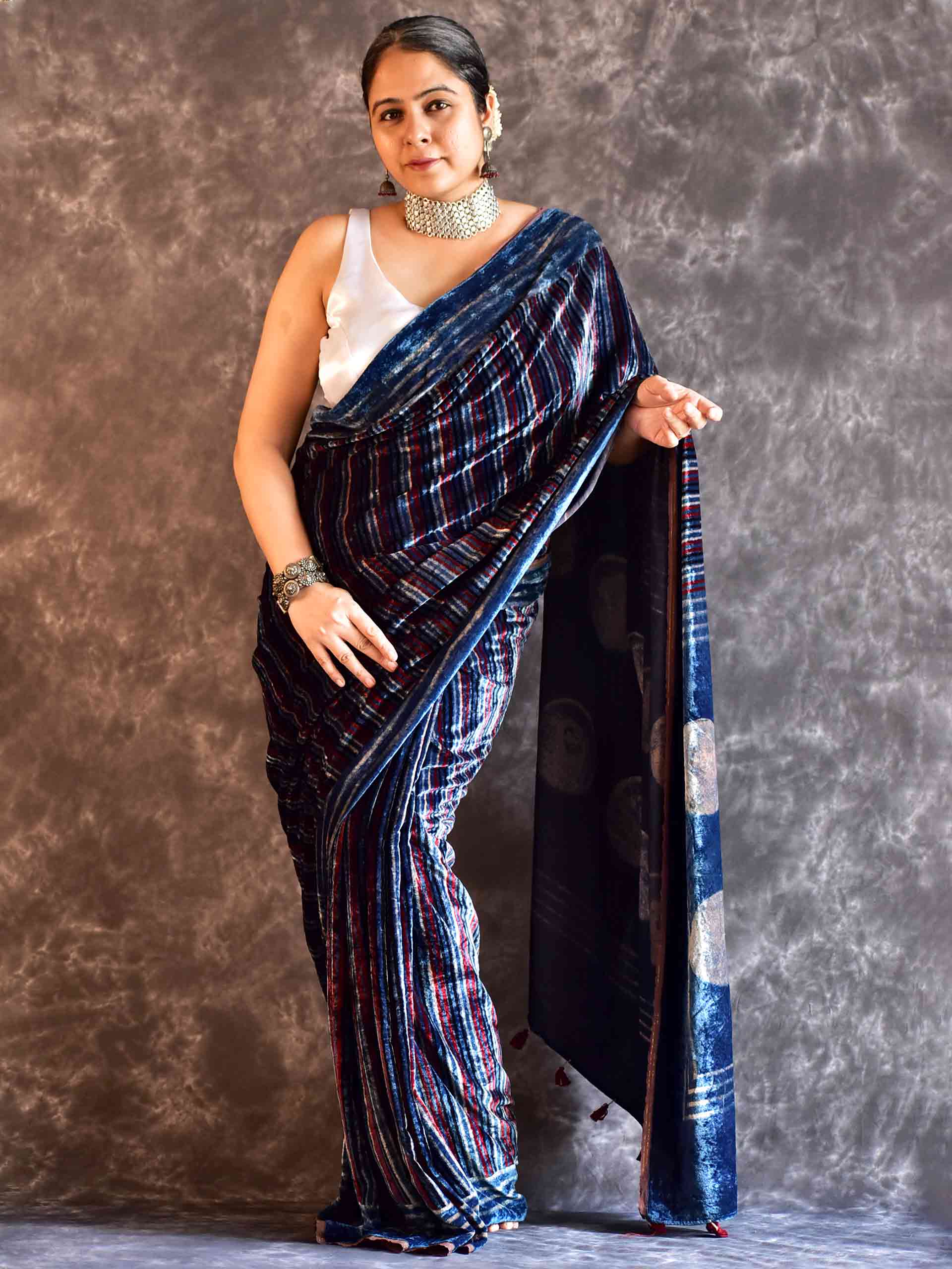 Matilda - Ajrakh Silk Velvet Saree