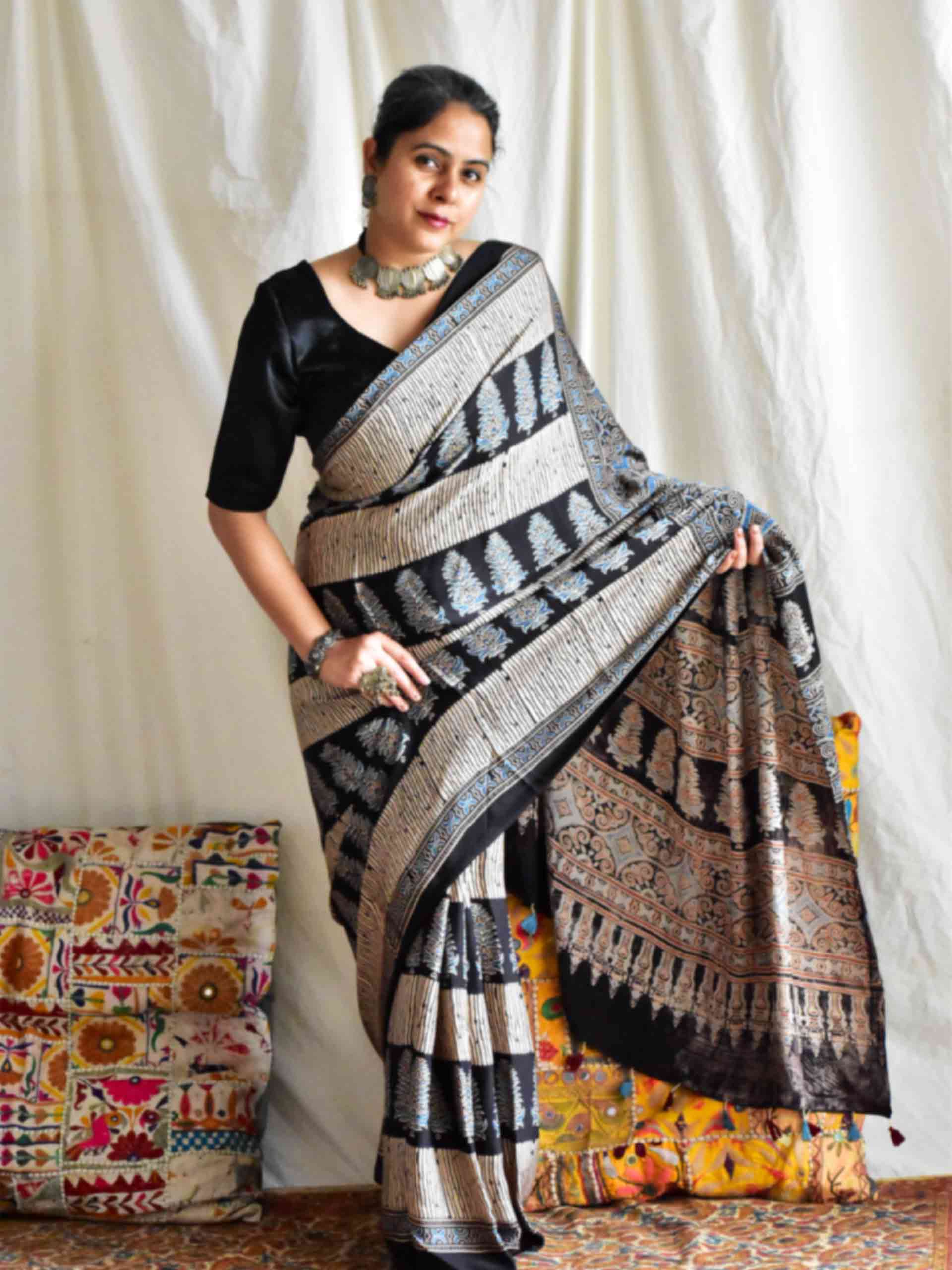 Zalak - Ajrakh modal Silk Saree