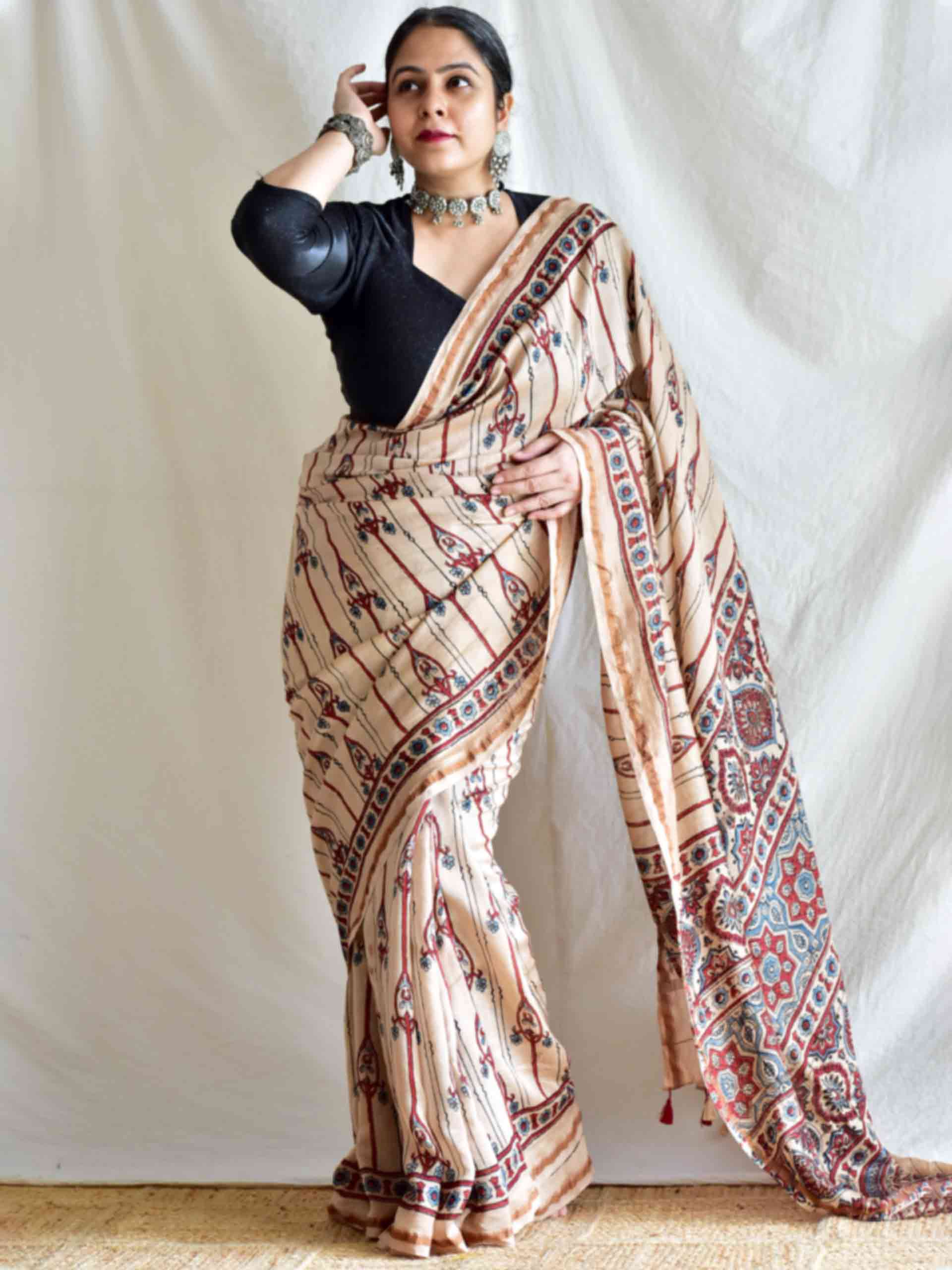Sita - Ajrakh Chanderi silk saree