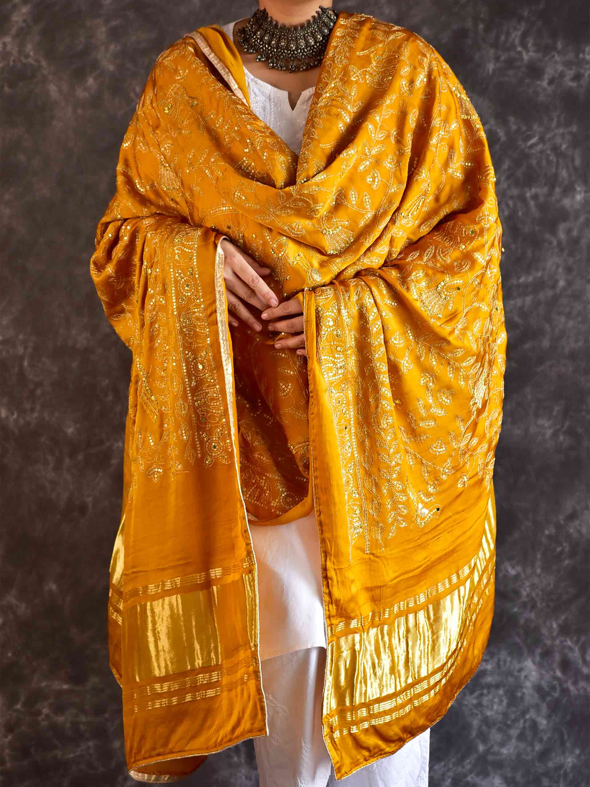 Mehek - Embroidered modal silk Dupatta