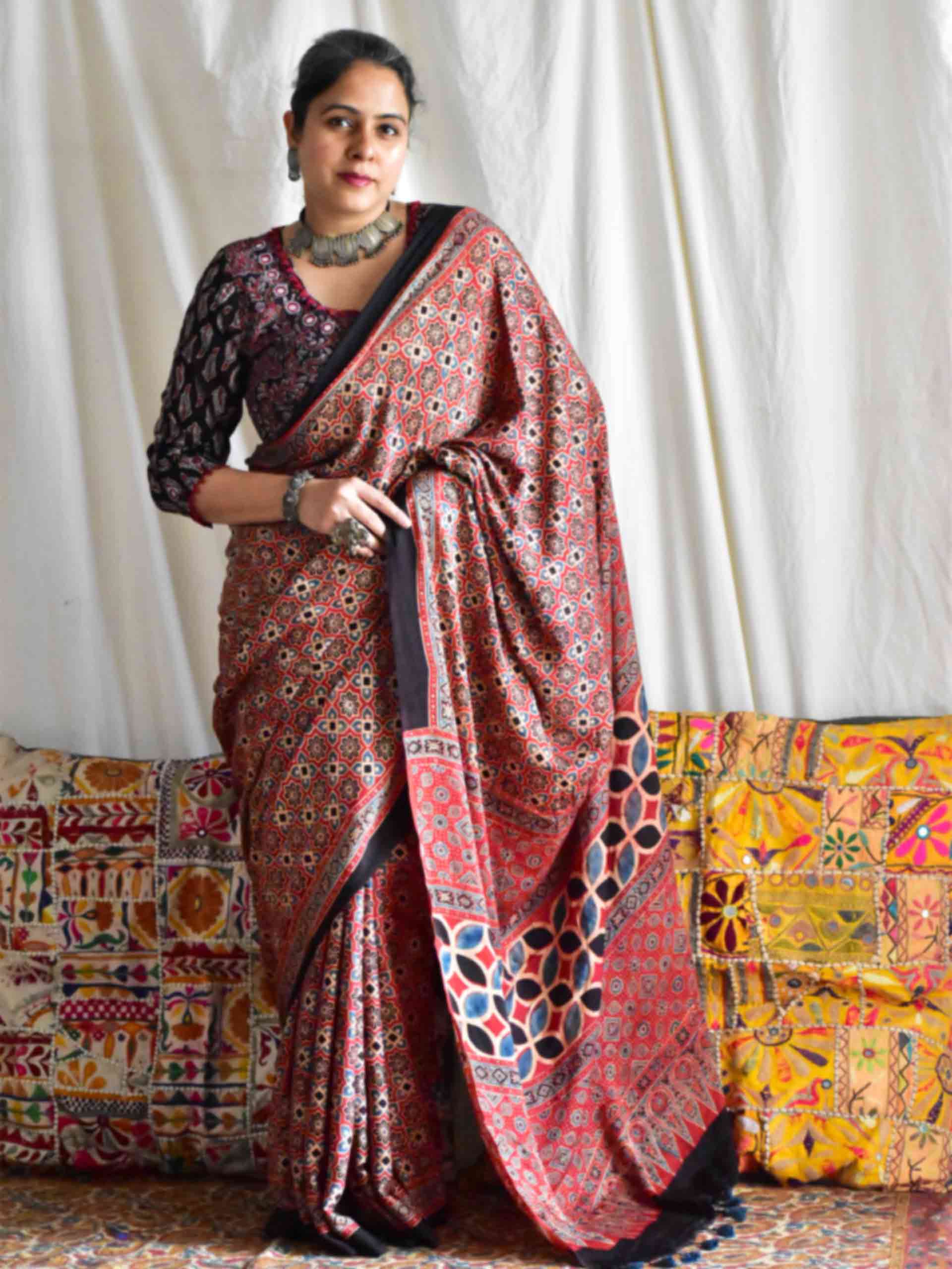 Roli - Ajrakh modal Silk Saree