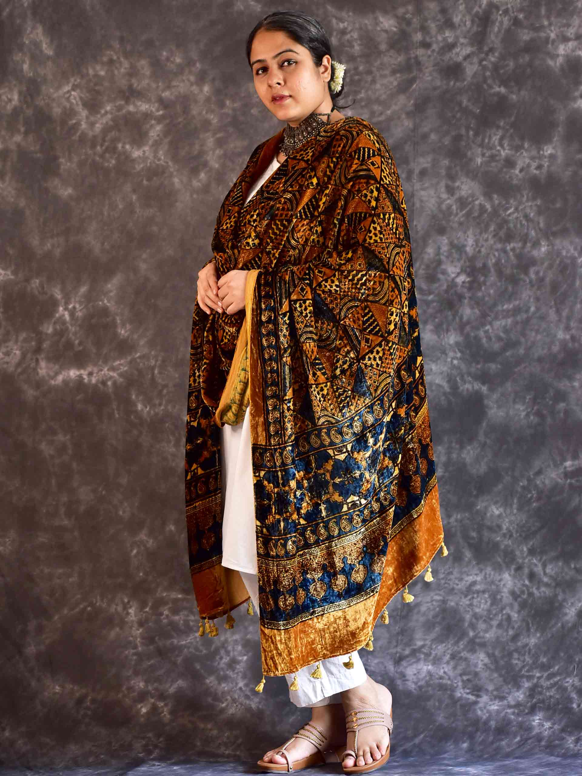 Miland - Ajrakh Silk Velvet Dupatta