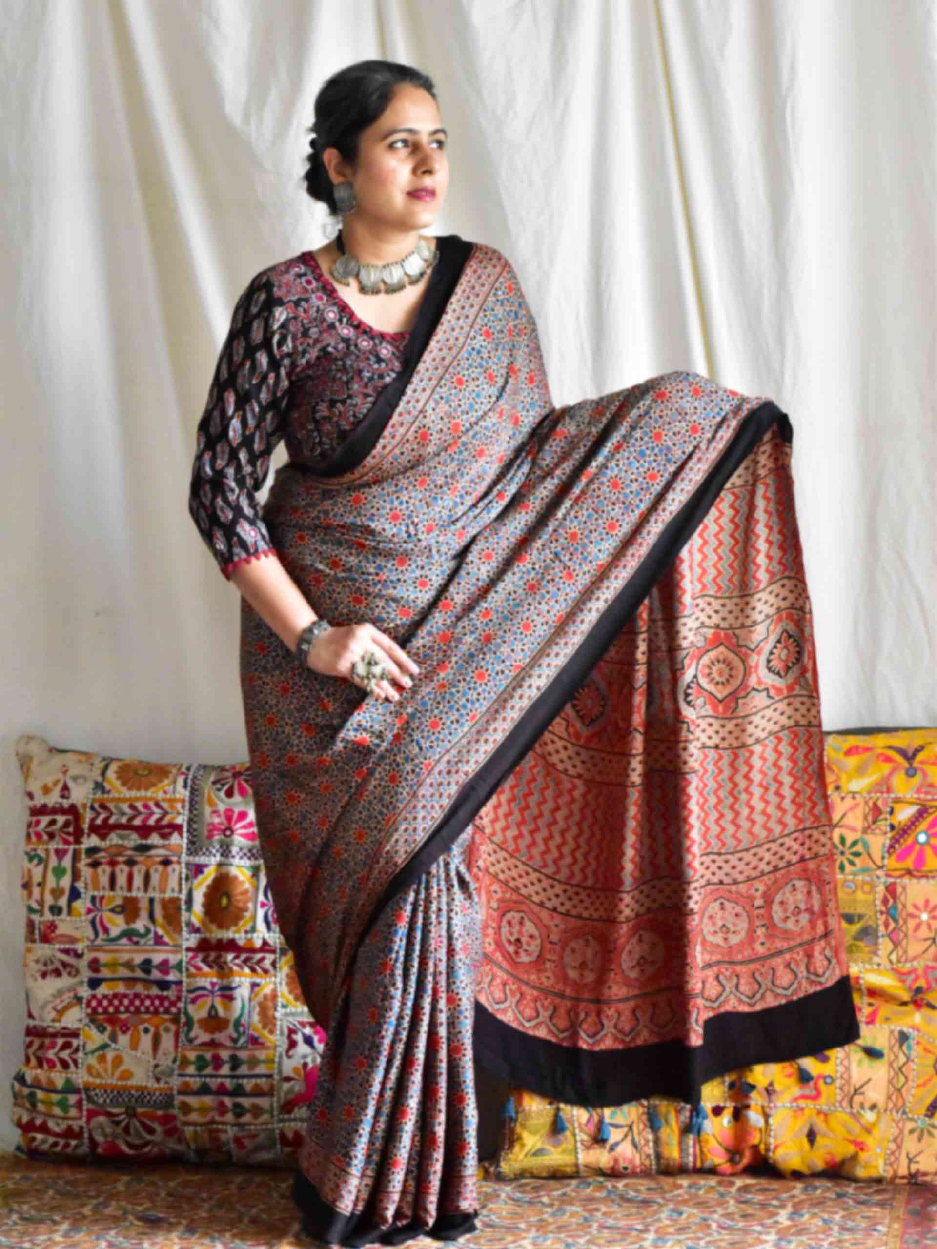 Manjula - Ajrakh modal Silk Saree