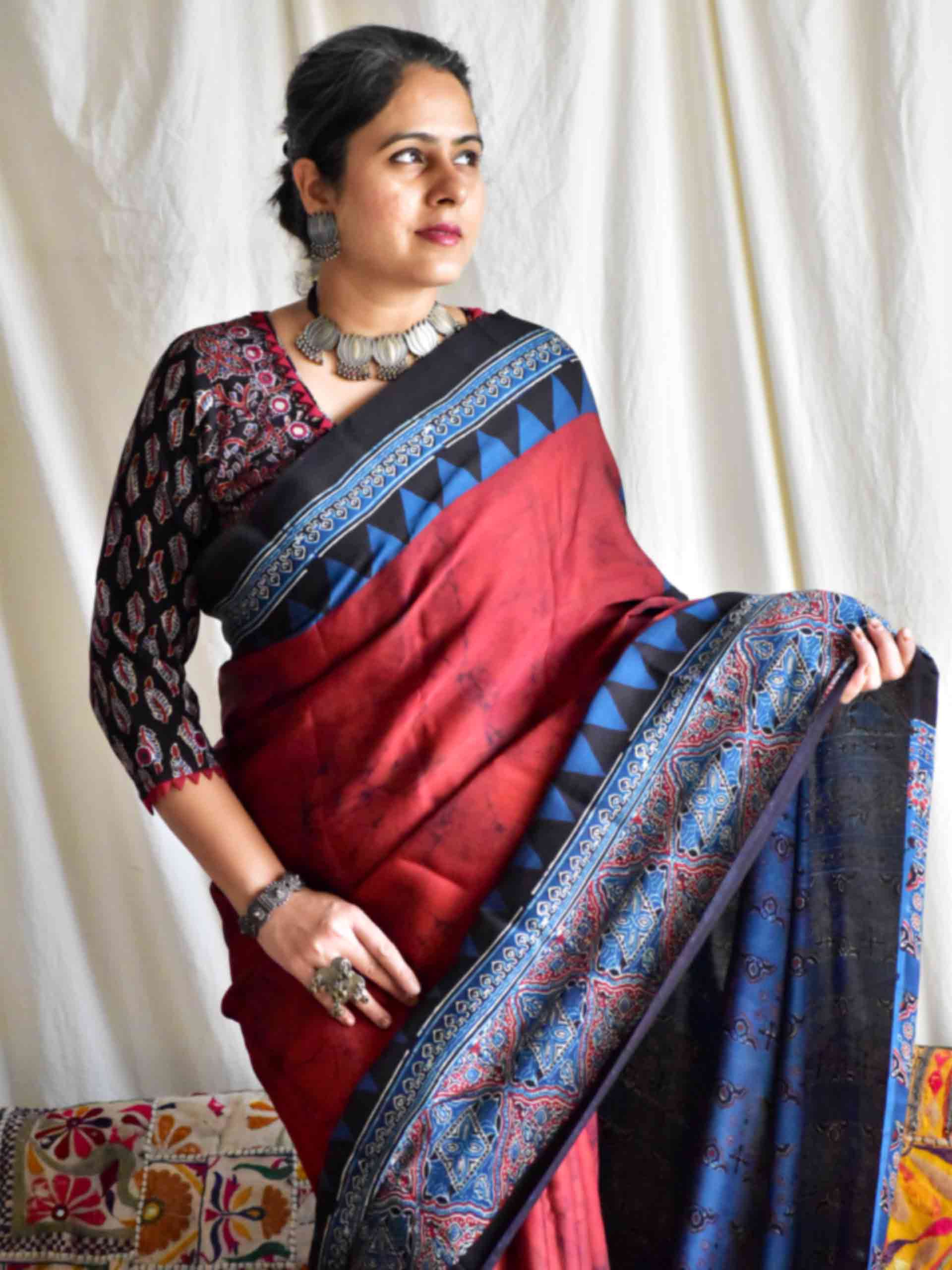 Mira - Ajrakh modal Silk Saree