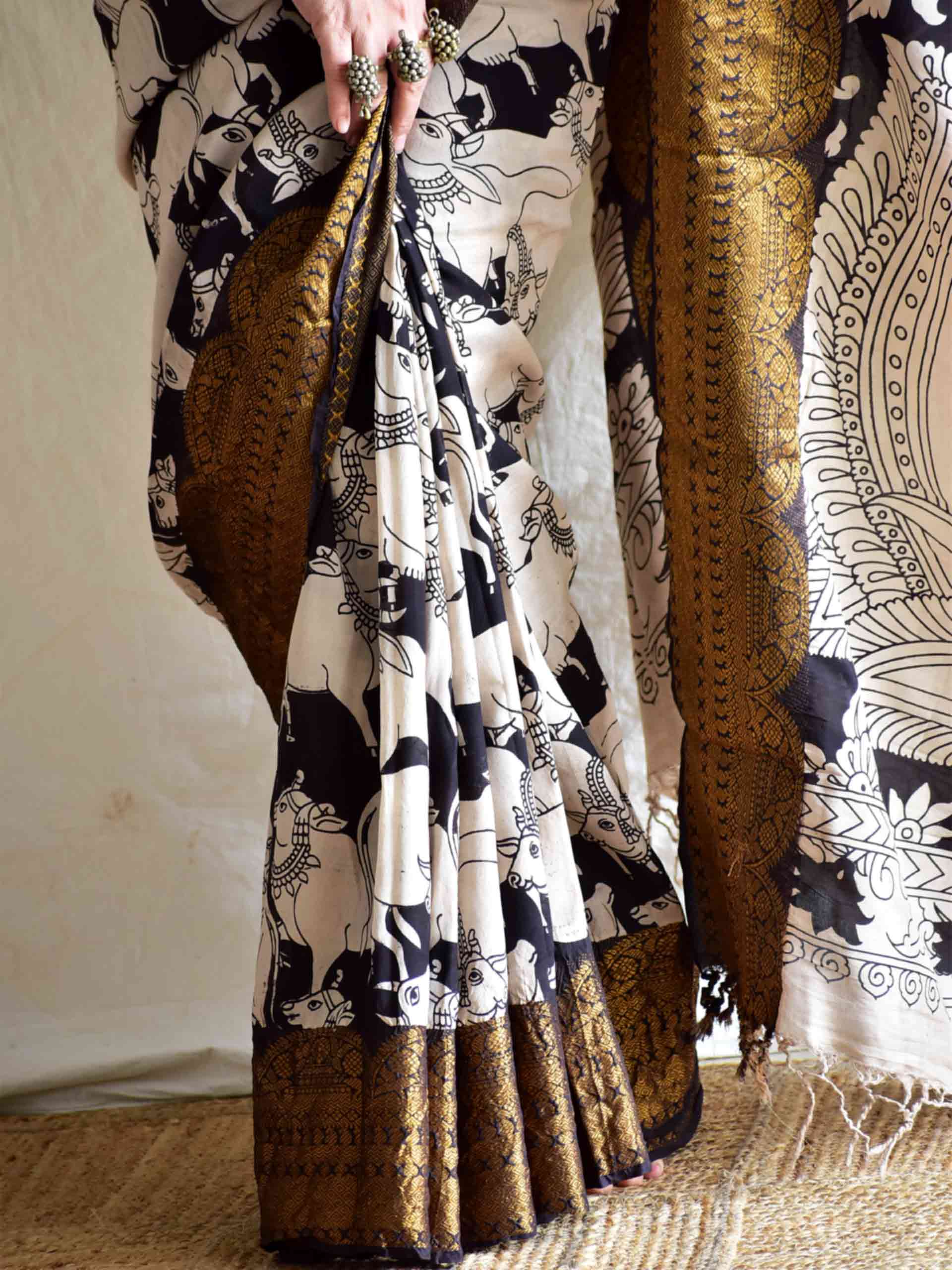 Mehran - kalamkari printed Bangalore Silk zari saree