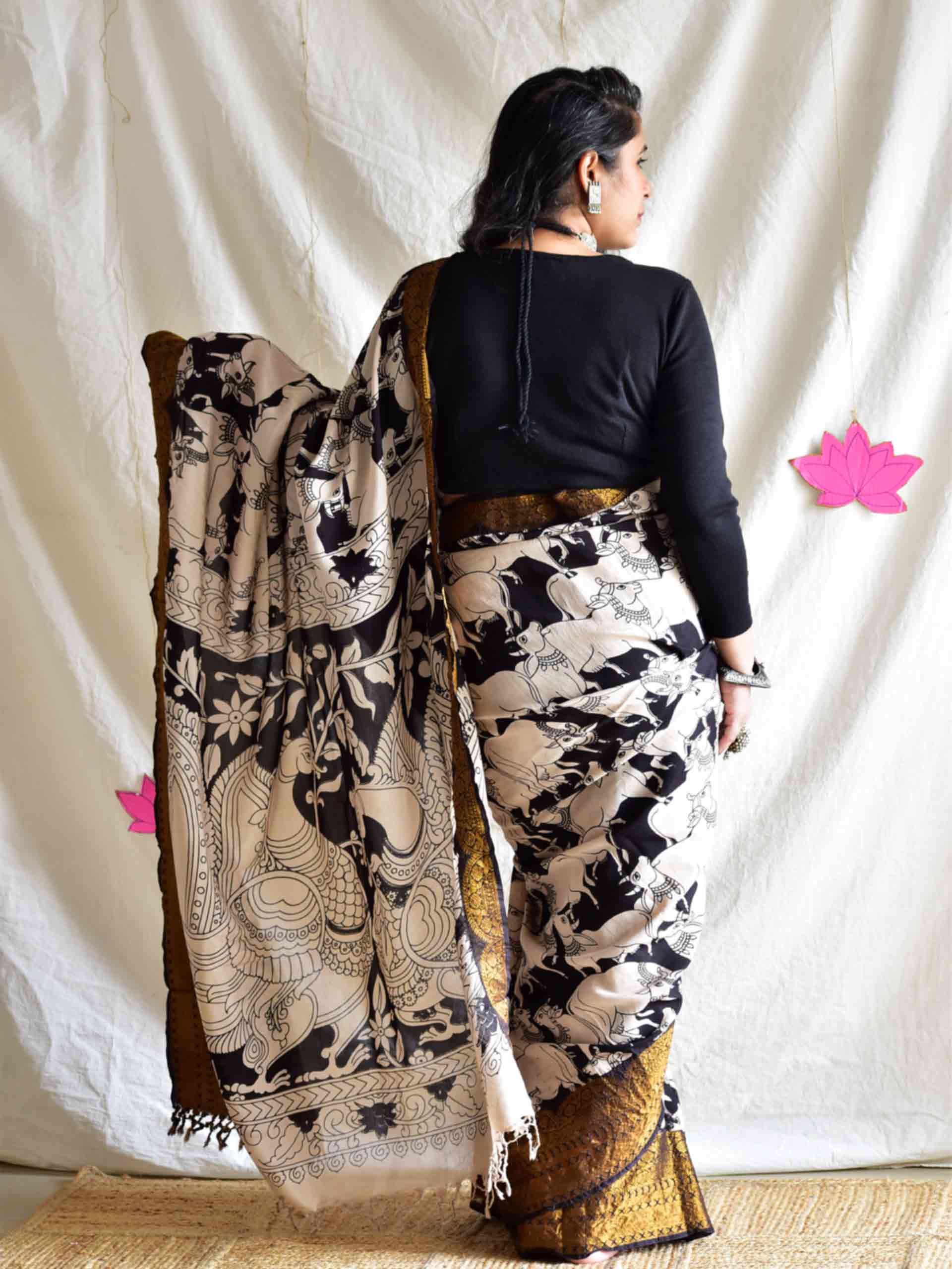 Mehran - kalamkari printed Bangalore Silk zari saree