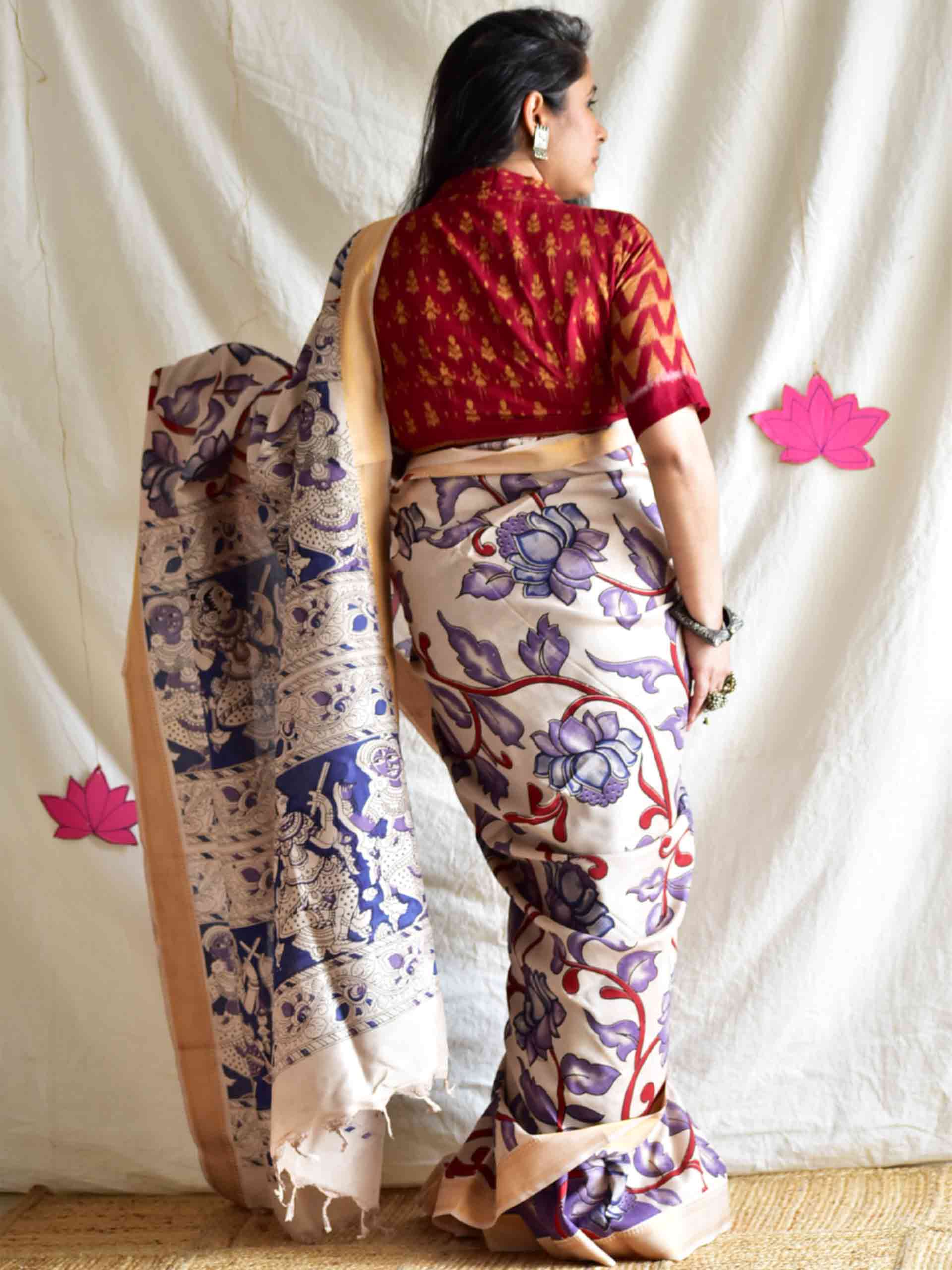 megha - kalamkari printed Bangalore Silk zari saree