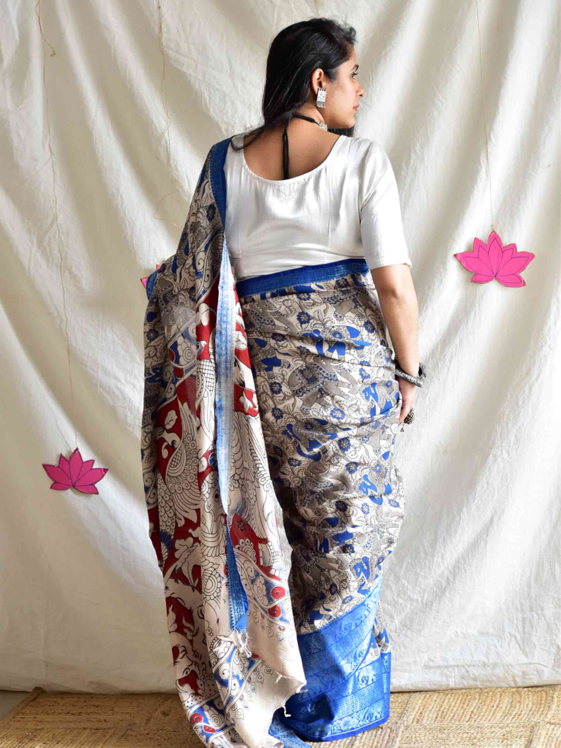 Mela - kalamkari printed Bangalore Silk zari saree